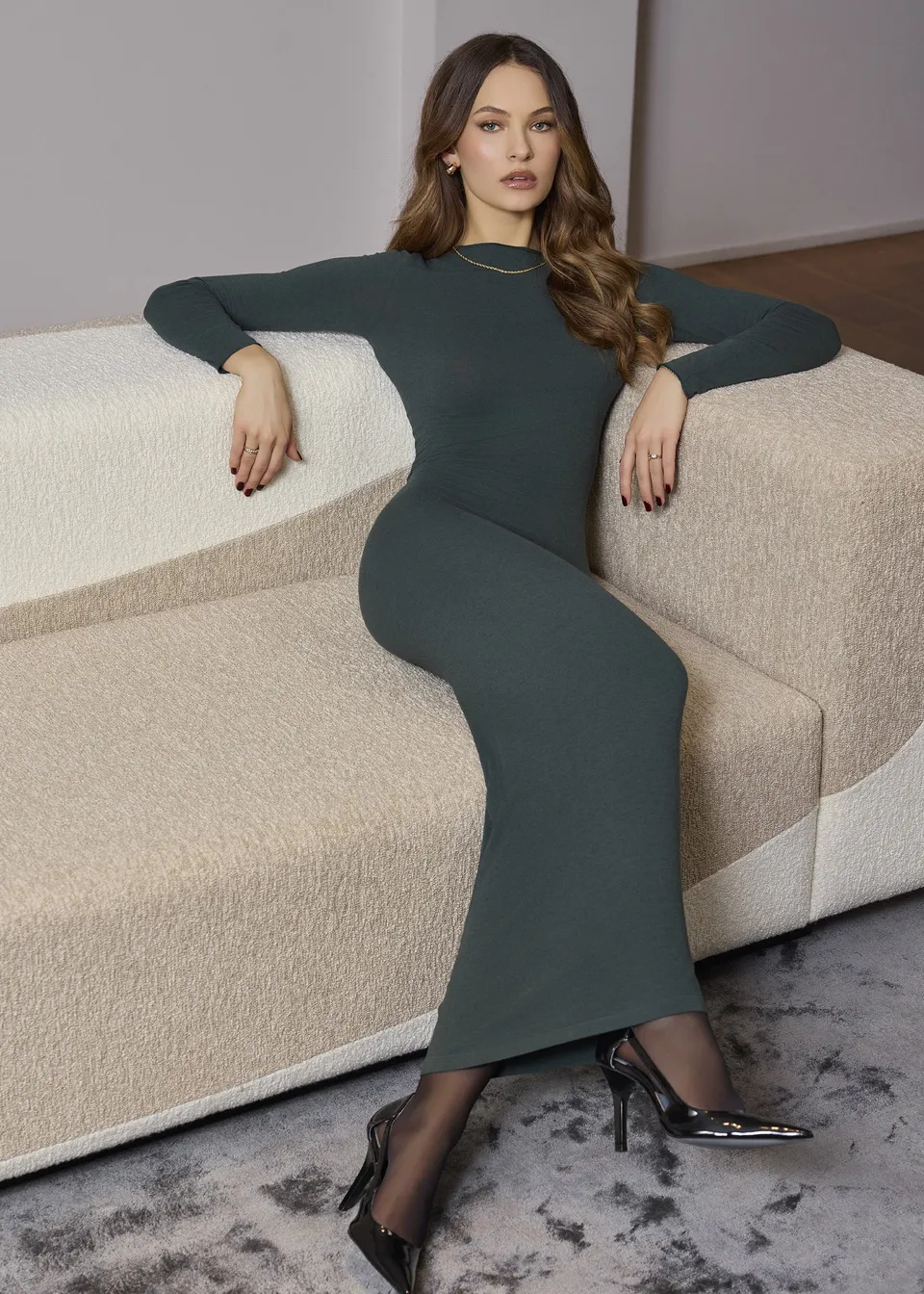Philippe Matignon Léger Cashmere abito maniche lunghe barchetta