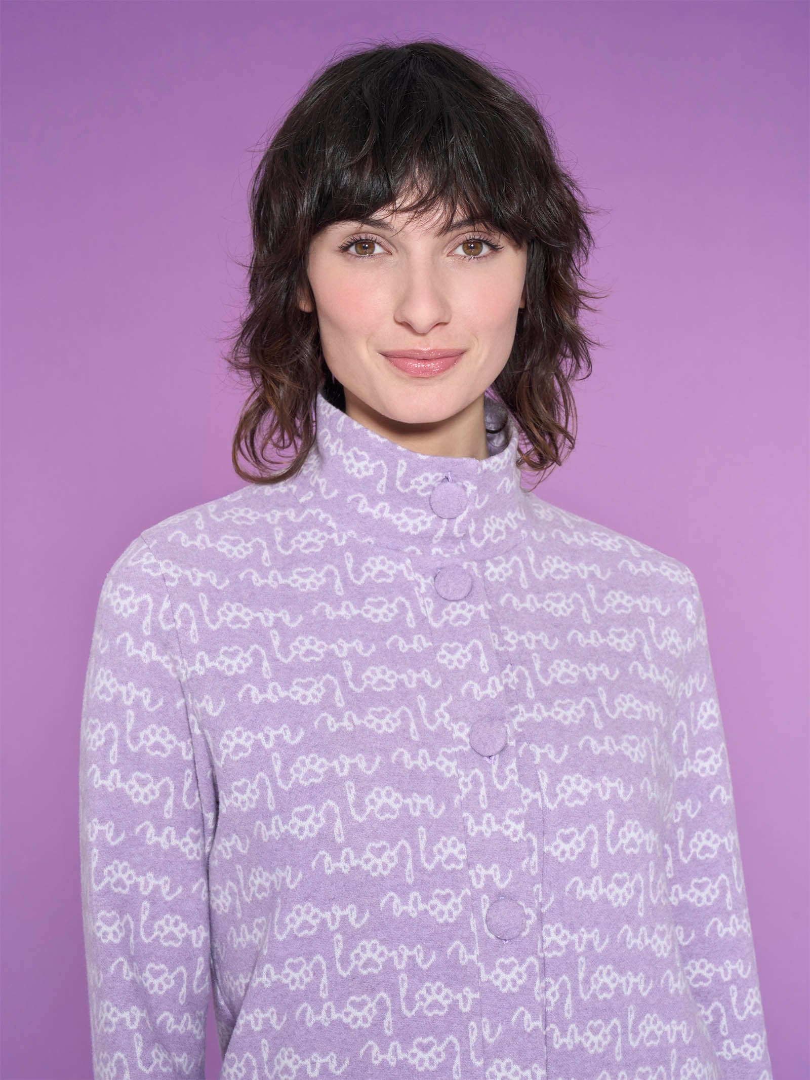 Ragno Cotton Eco Pile vestaglia aperta lilla
