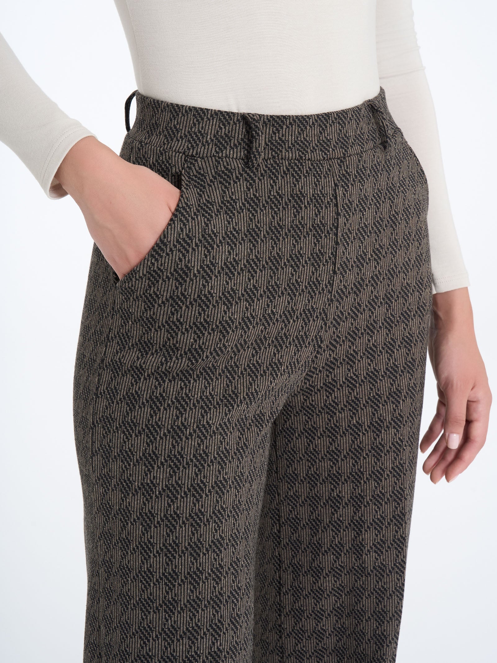 Ragno Compact Pantalone palazzo Pine Bark wide leg