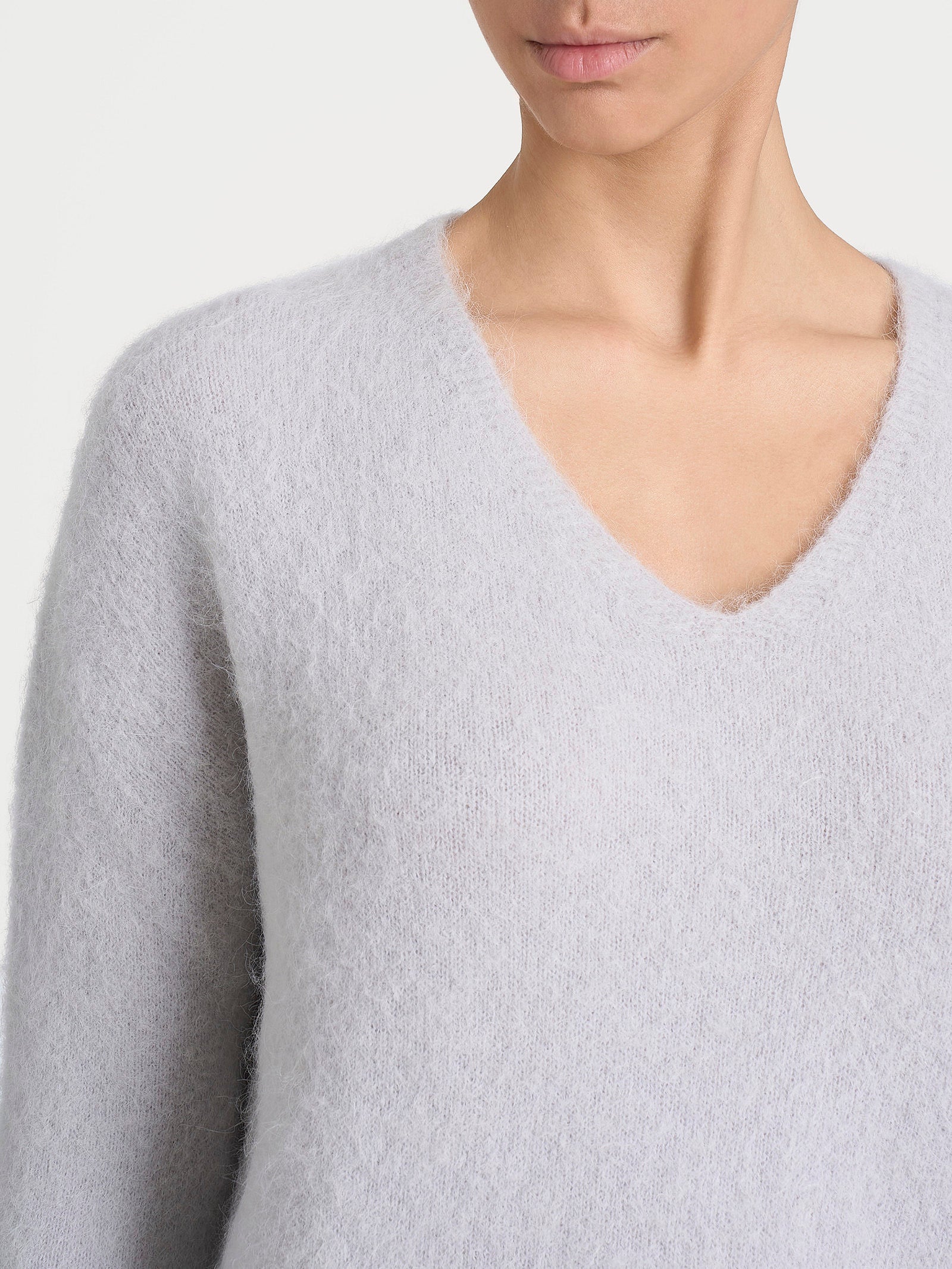Ragno Alpaca Maglia Donna Grigio Perla Scollo a V