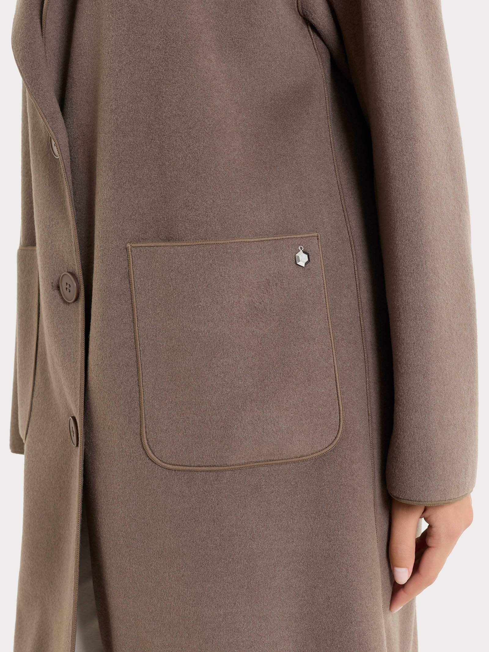 Ragno Vegan Wool Cappotto con Bottoni Rain Drum caldo