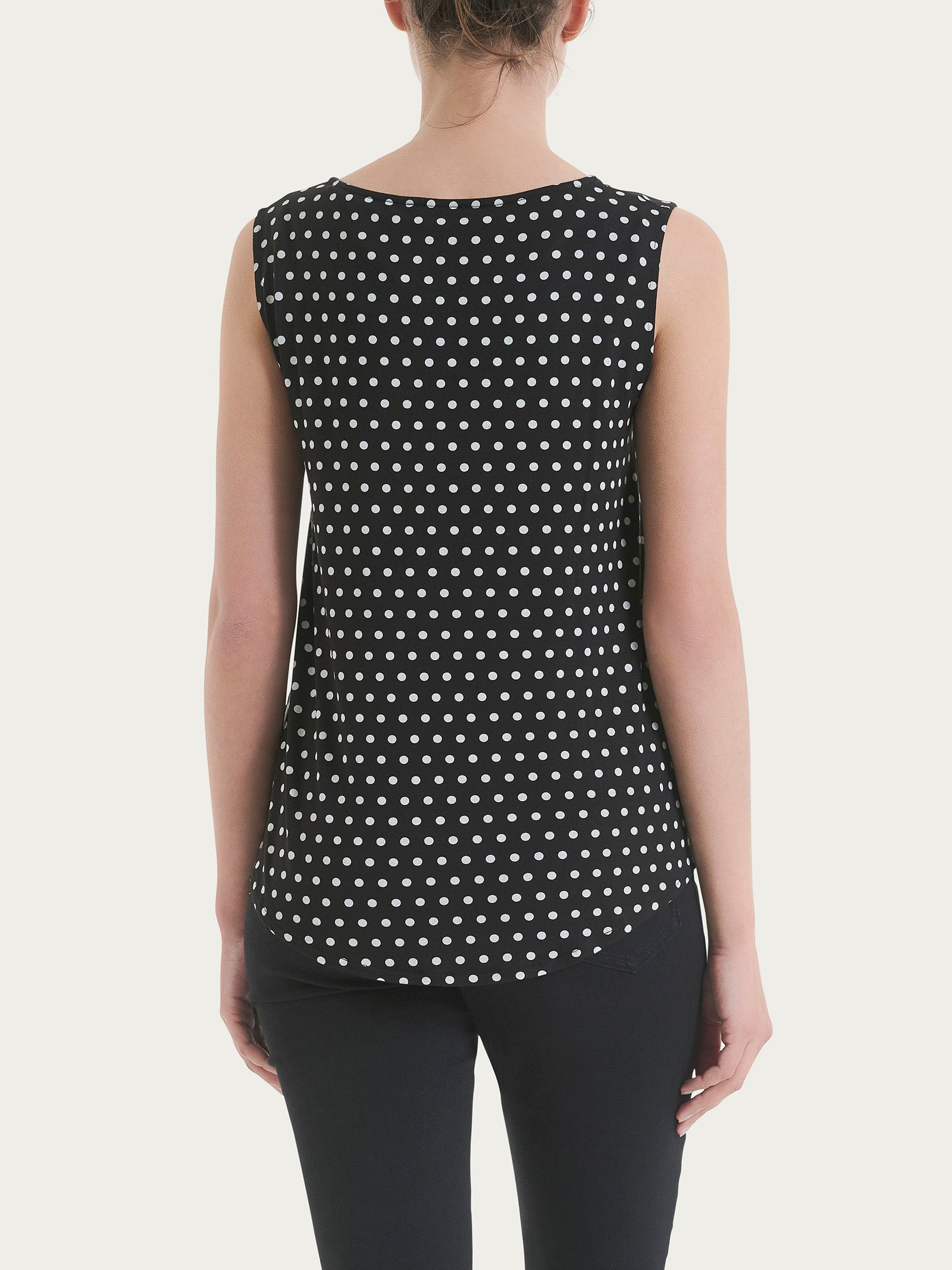 Ragno Viscosa Summer Top smanicato pois Fant.Nero jersey