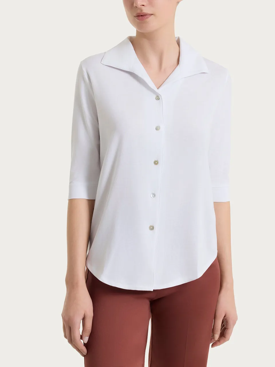 Ragno Ultralight Camicia Cotone Bianco Manica 3/4