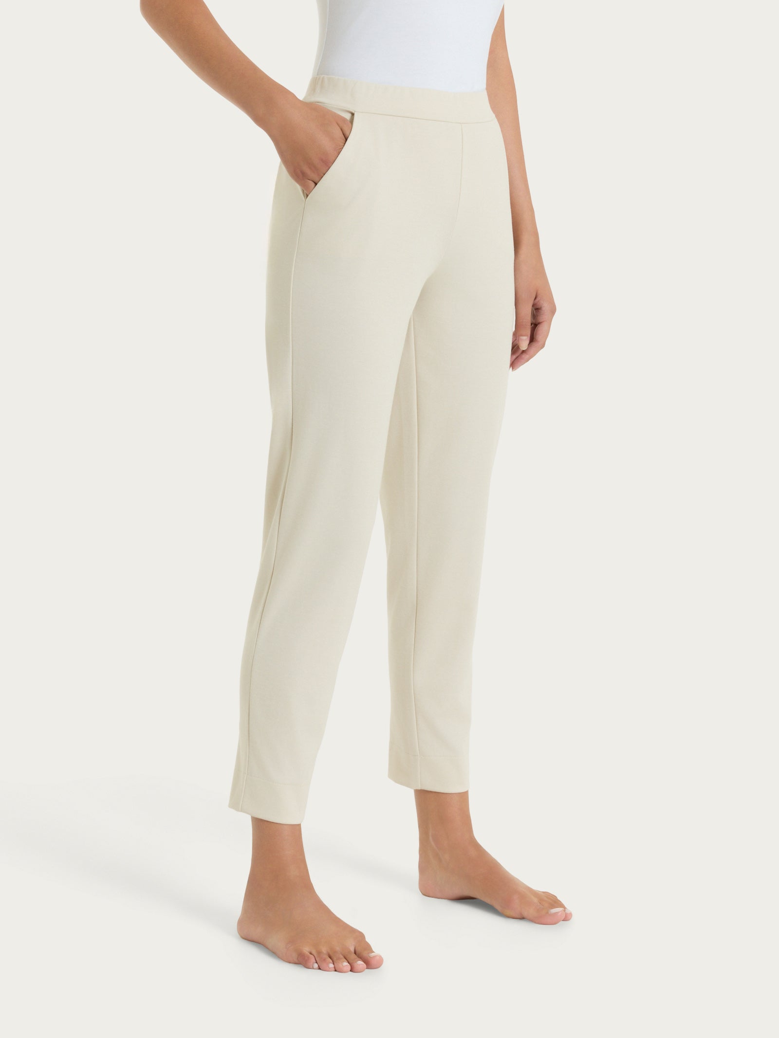 Ragno Jersey Cotone Pantalone Carota Tasche Champignon Cotone