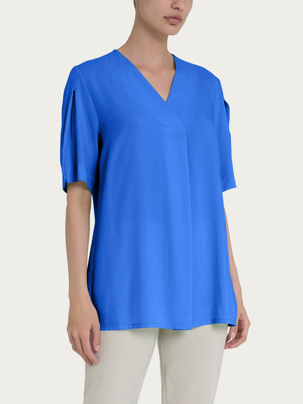 Ragno Ecoseta blusa Dazzling Blue scollo a V