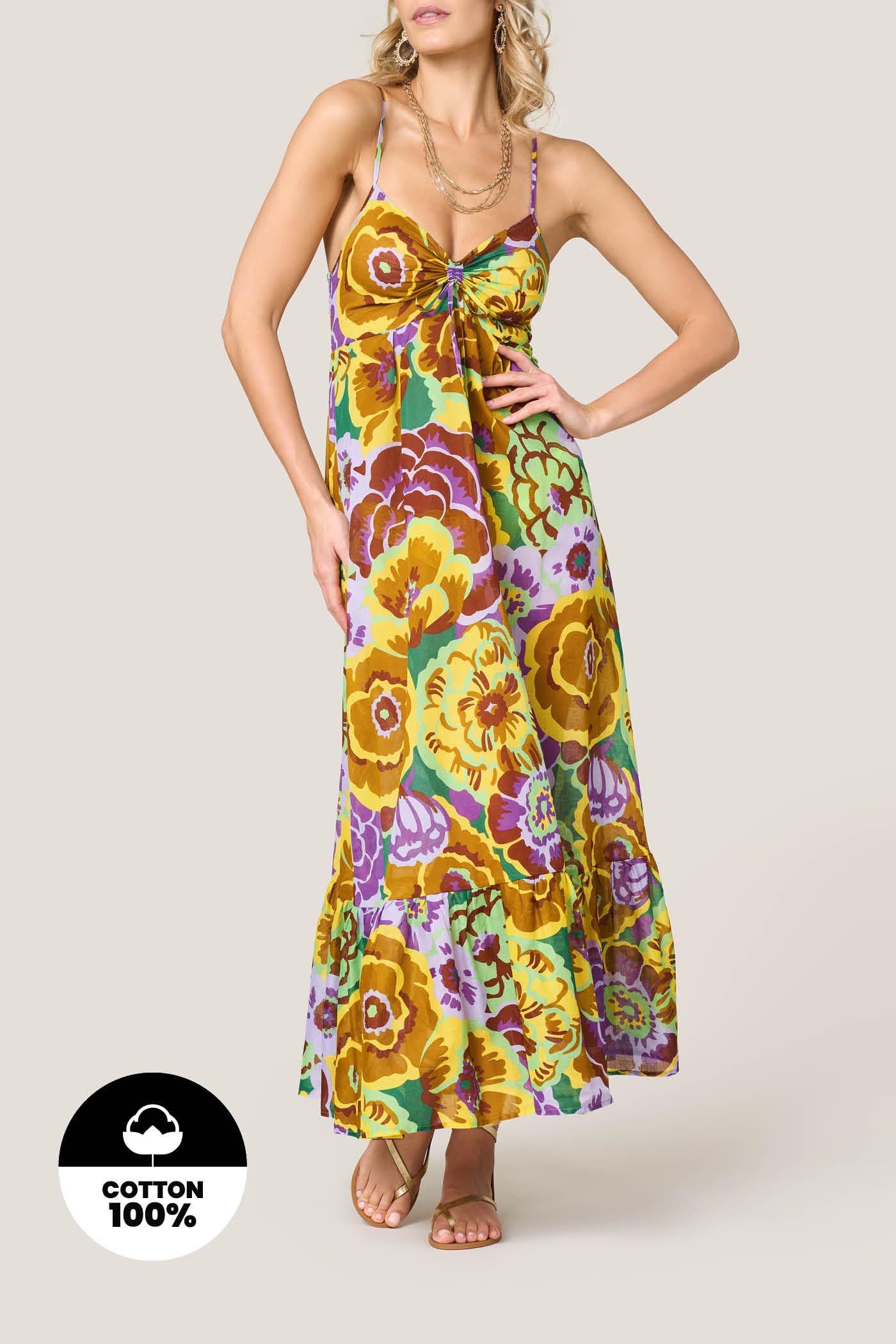 Goldenpoint Fleur copricostume abito lungo cotone floreale