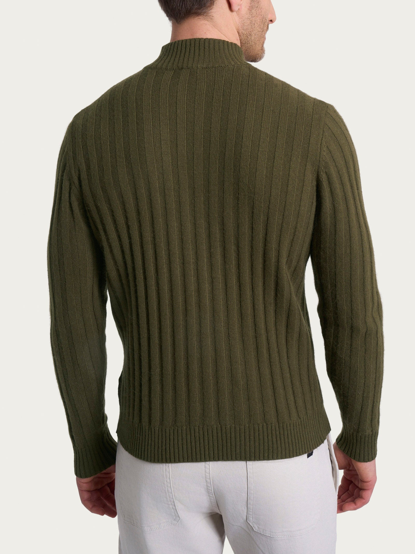 Ragno Natural Soft lupetto costa piatta dark olive