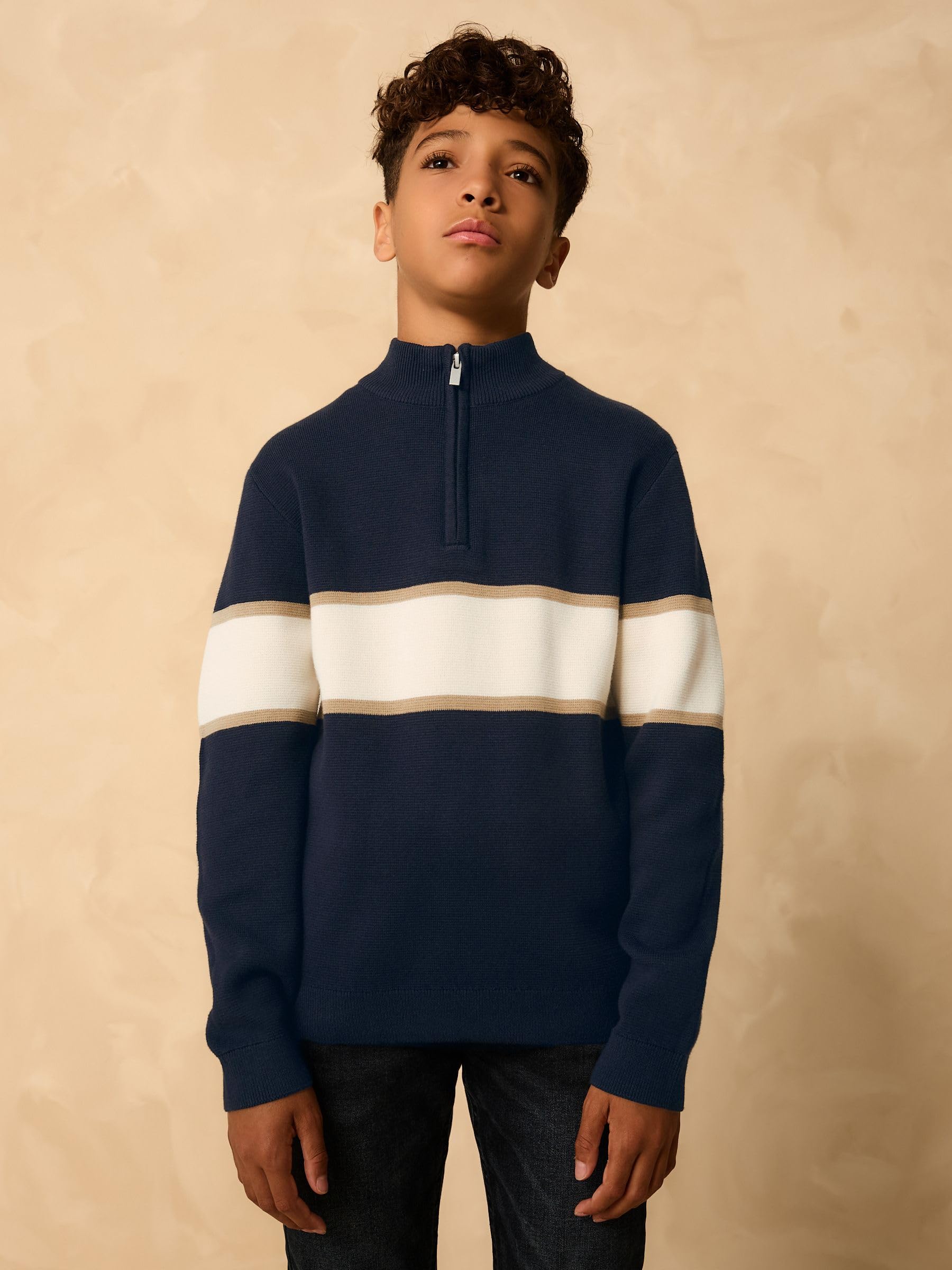 Next maglia blocchi colore zip bambino 110
