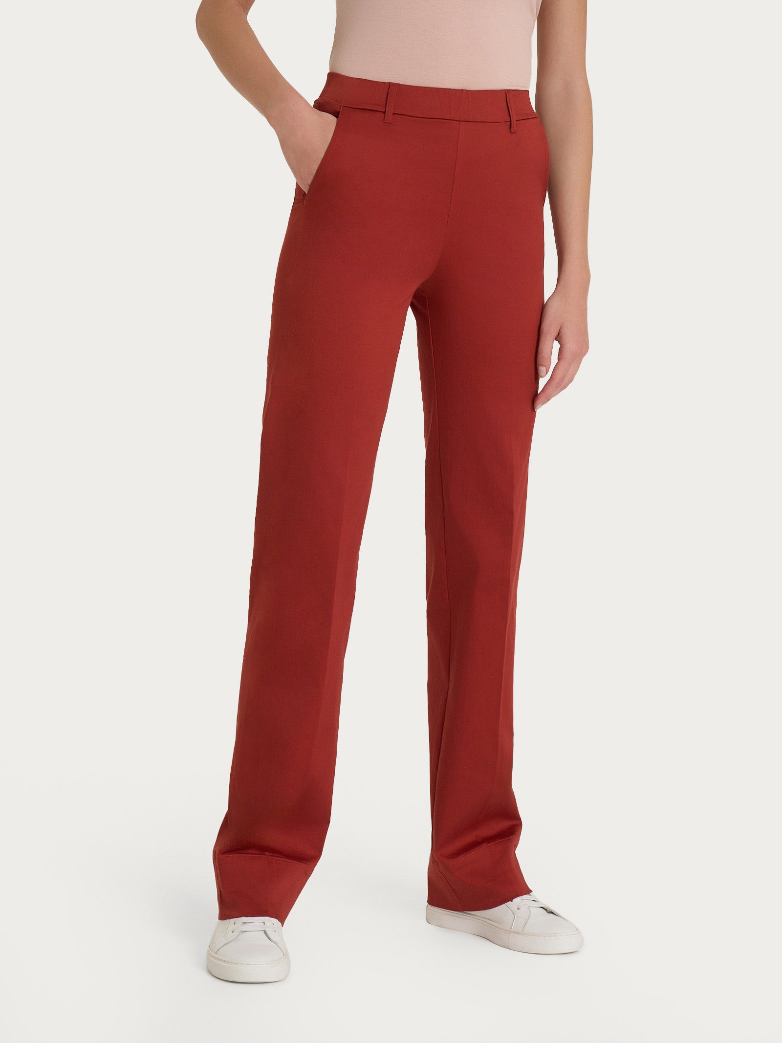 Ragno Satin Power Straight Leg pantalone cotone Red Ochre