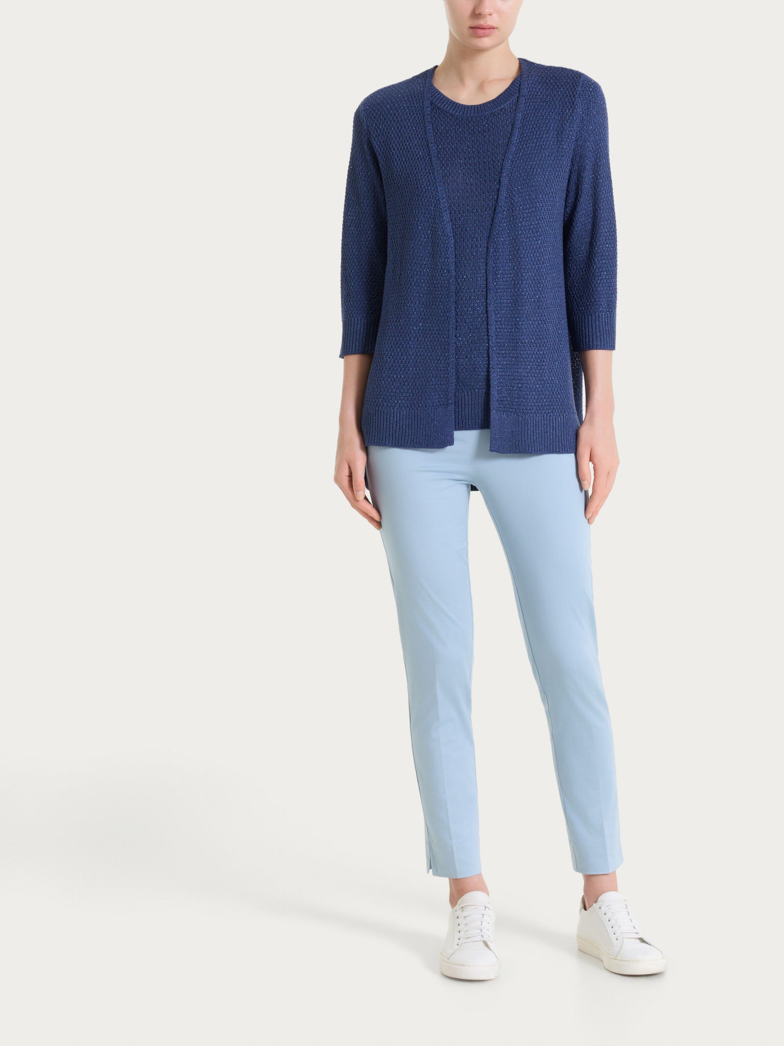 Ragno Lurex Rice Stitch Cardigan Aperto Oceana luminoso