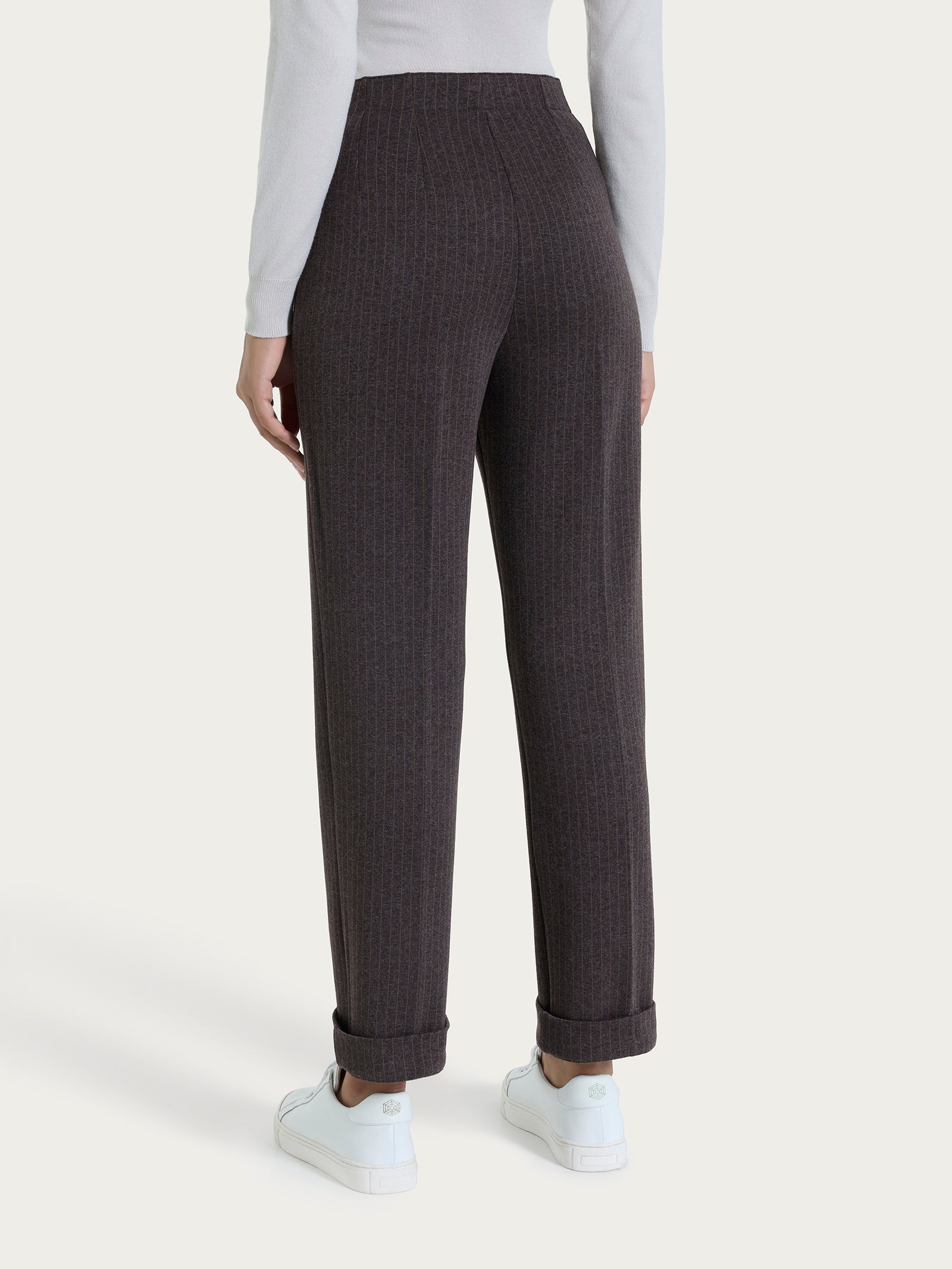 Ragno Eco Jacquard pantalone gessato Chocolate tasche