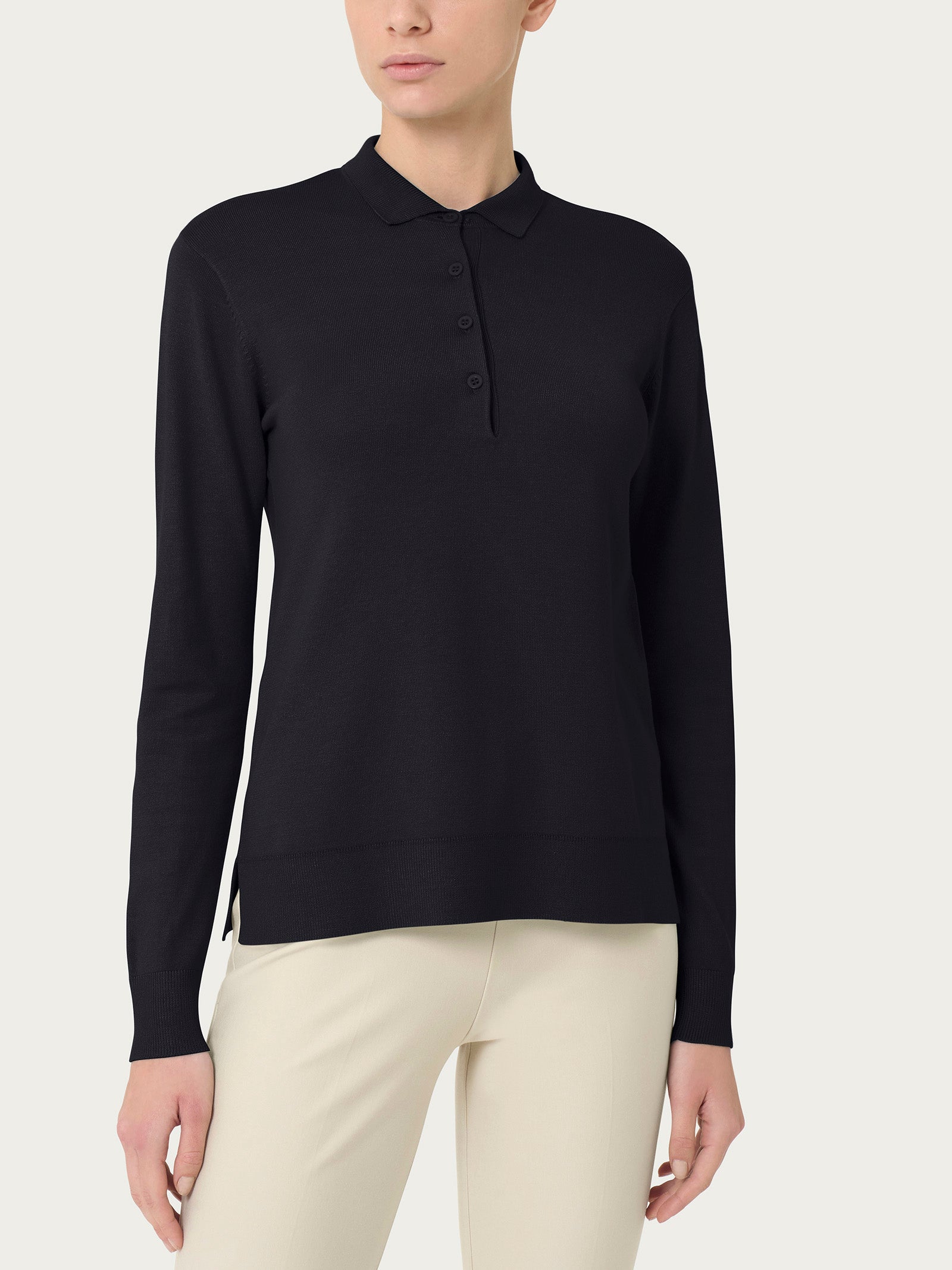 Ragno Four Seasons Polo manica lunga maglia nera Nero