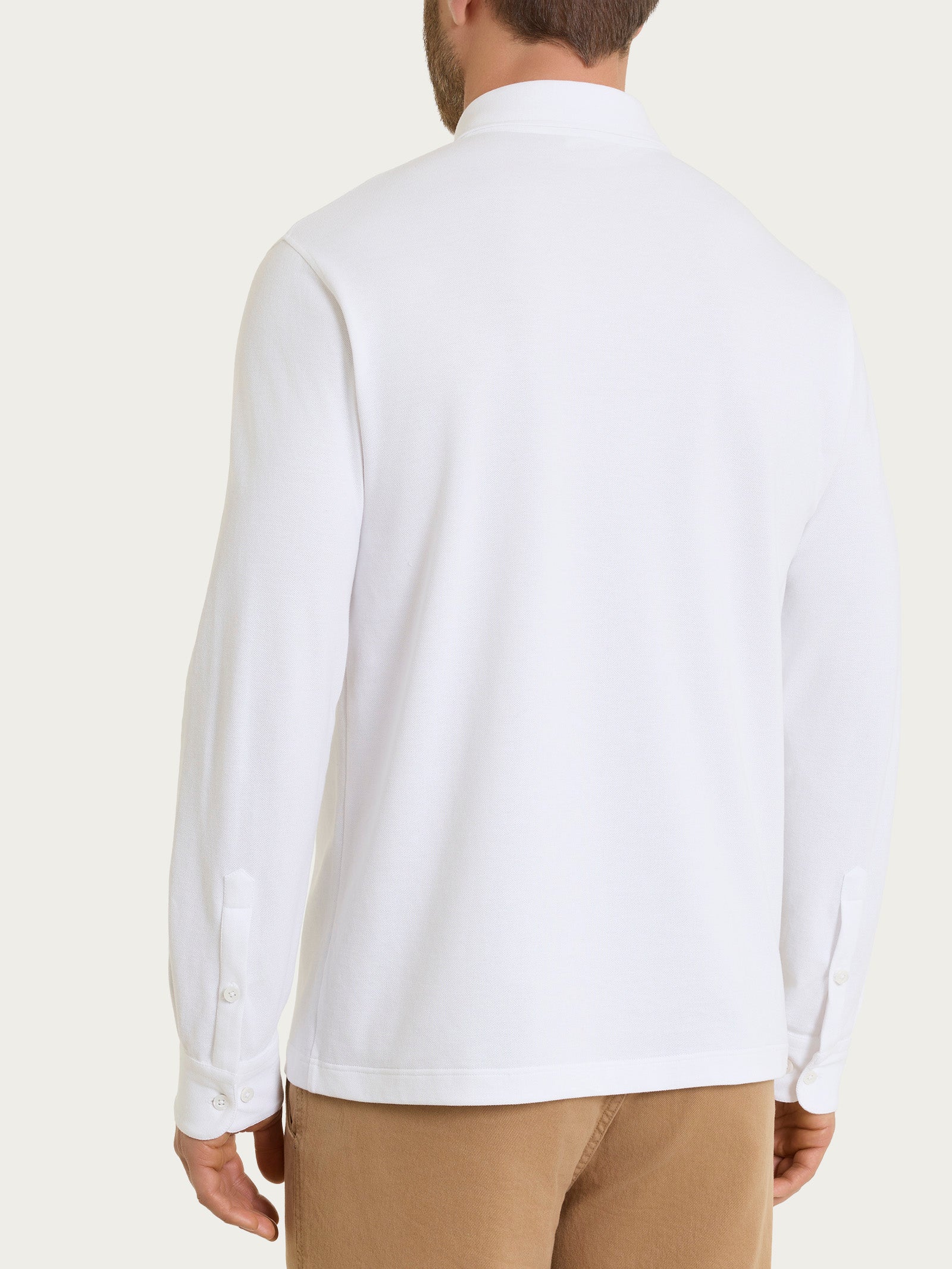 Ragno Cotton Piquet Polo Manica Lunga Bianco Cotone