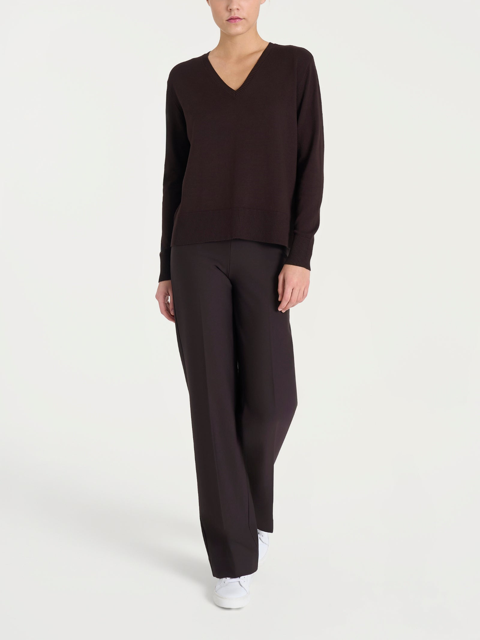 Ragno Four Seasons maglia scollo a V Chocolate Torte misto viscosa
