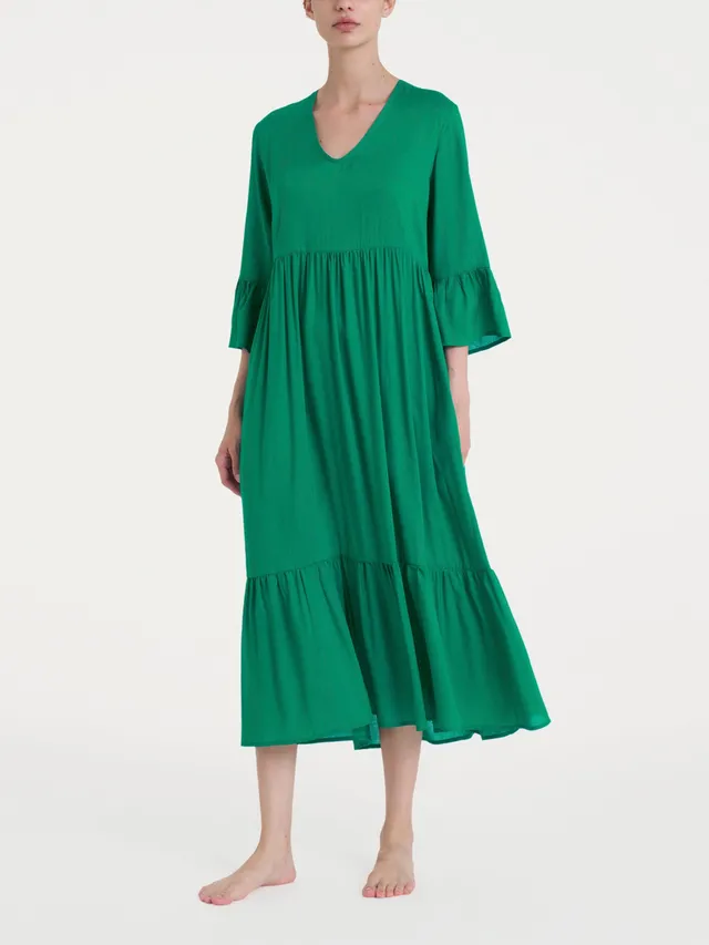 Ragno EcoSeta Abito Lungo Donna Bayou con Balze