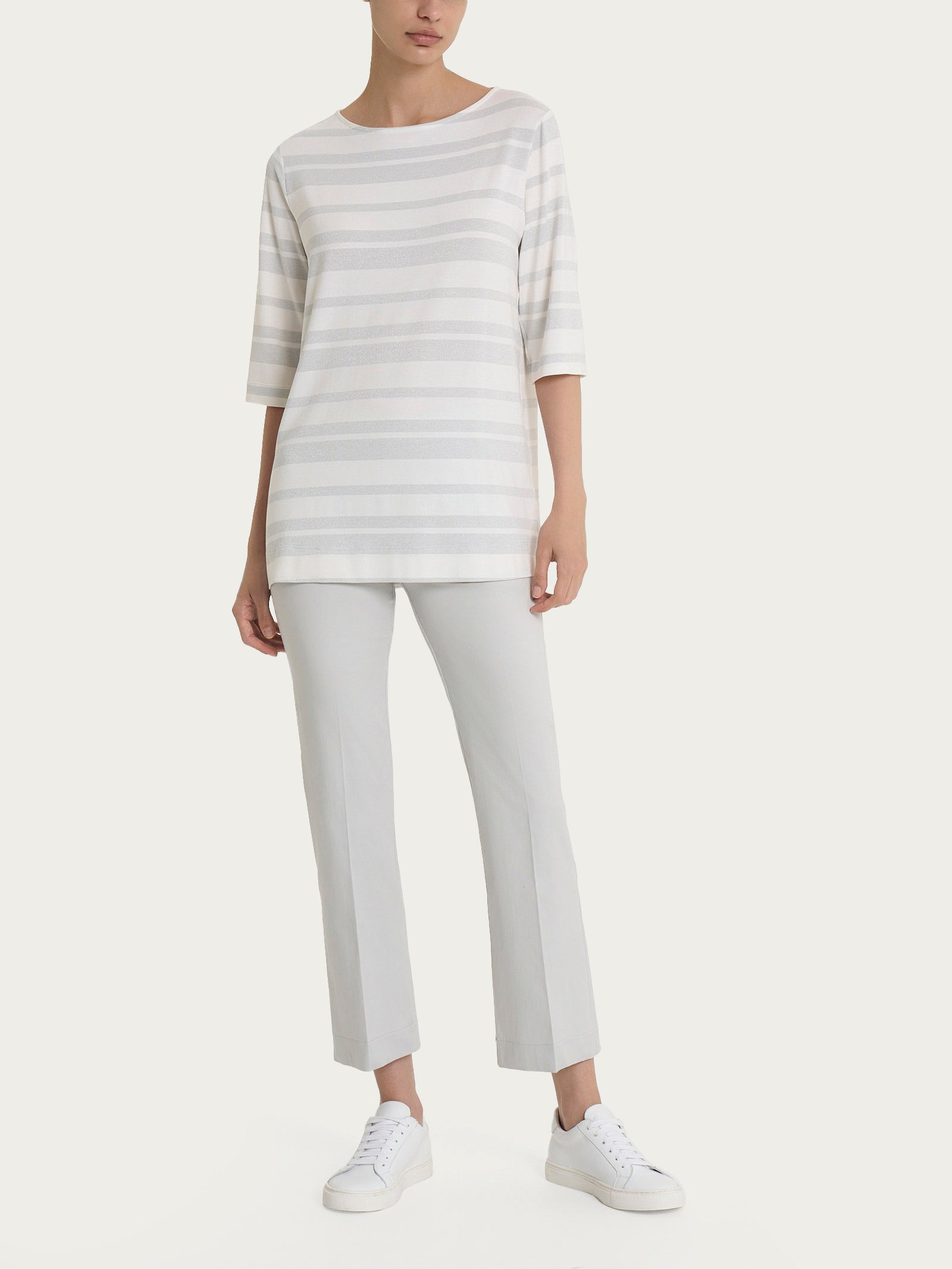 Ragno Viscosa Summer maglietta righe lurex bianco