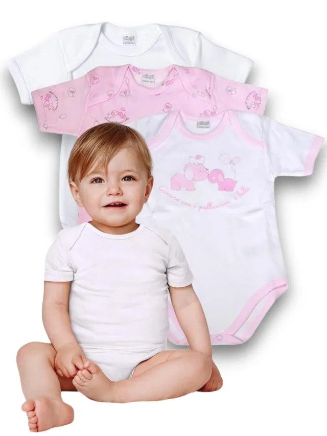 Lady C Jersey Baby Body Cotone Manica Corta Bimbo 3 Pezzi