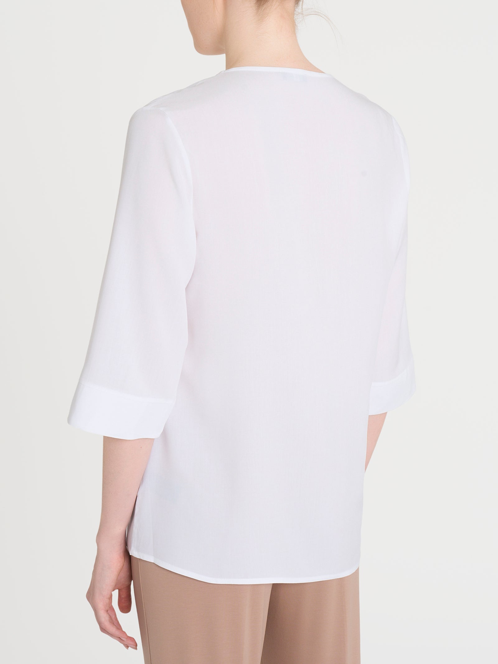 Ragno EcoSeta Blusa scollo V manica 3/4 Bianco raso viscosa