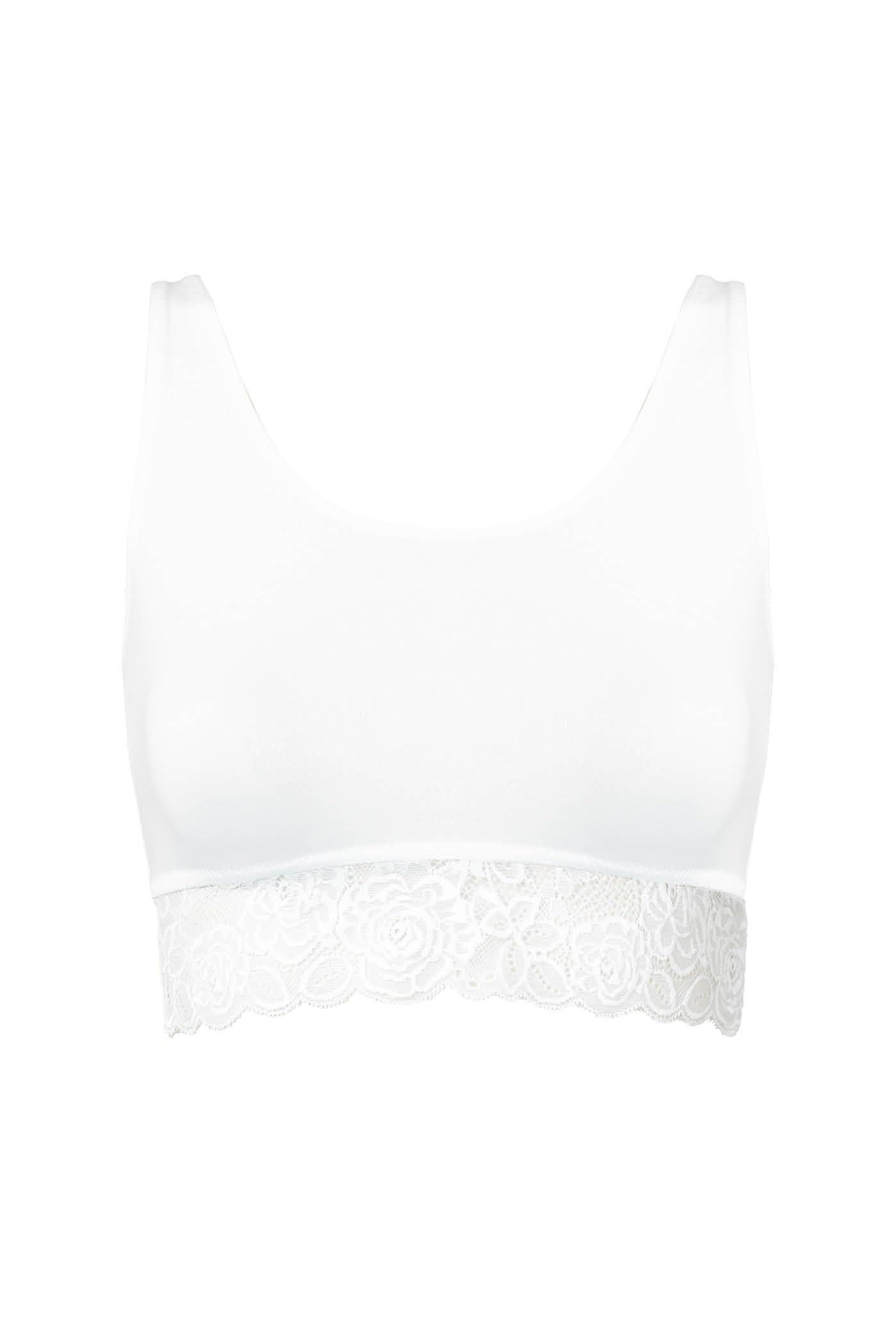 Goldenpoint brassière cotone e pizzo tinta unita