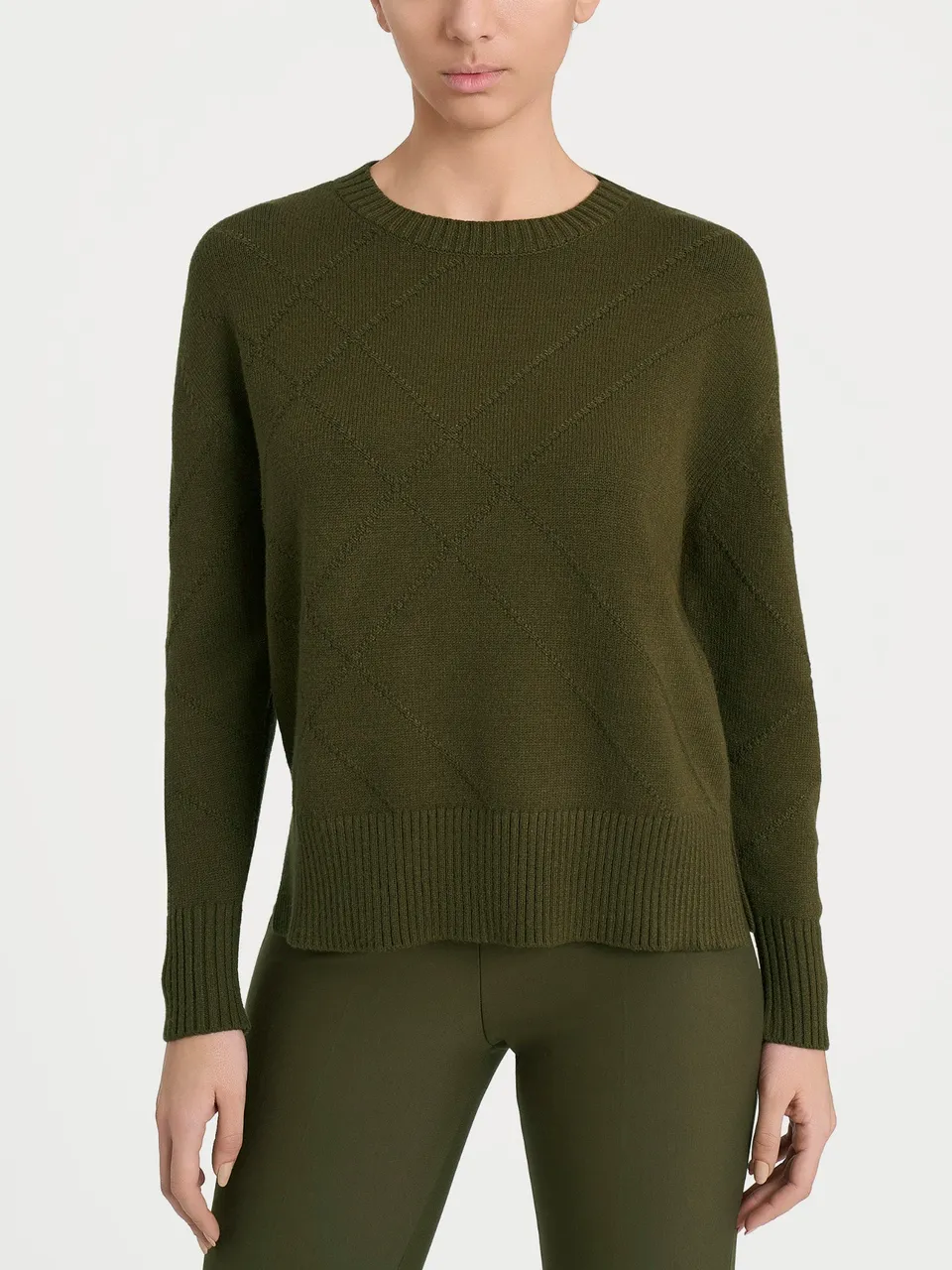 Ragno Super Soft maglia girocollo check Dark Olive