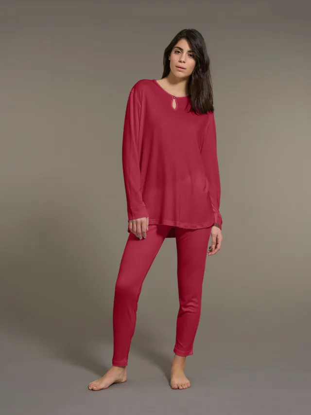 Ragno Pigiama Lungo Scollo Goccia micromodal rosso Tibetan Red