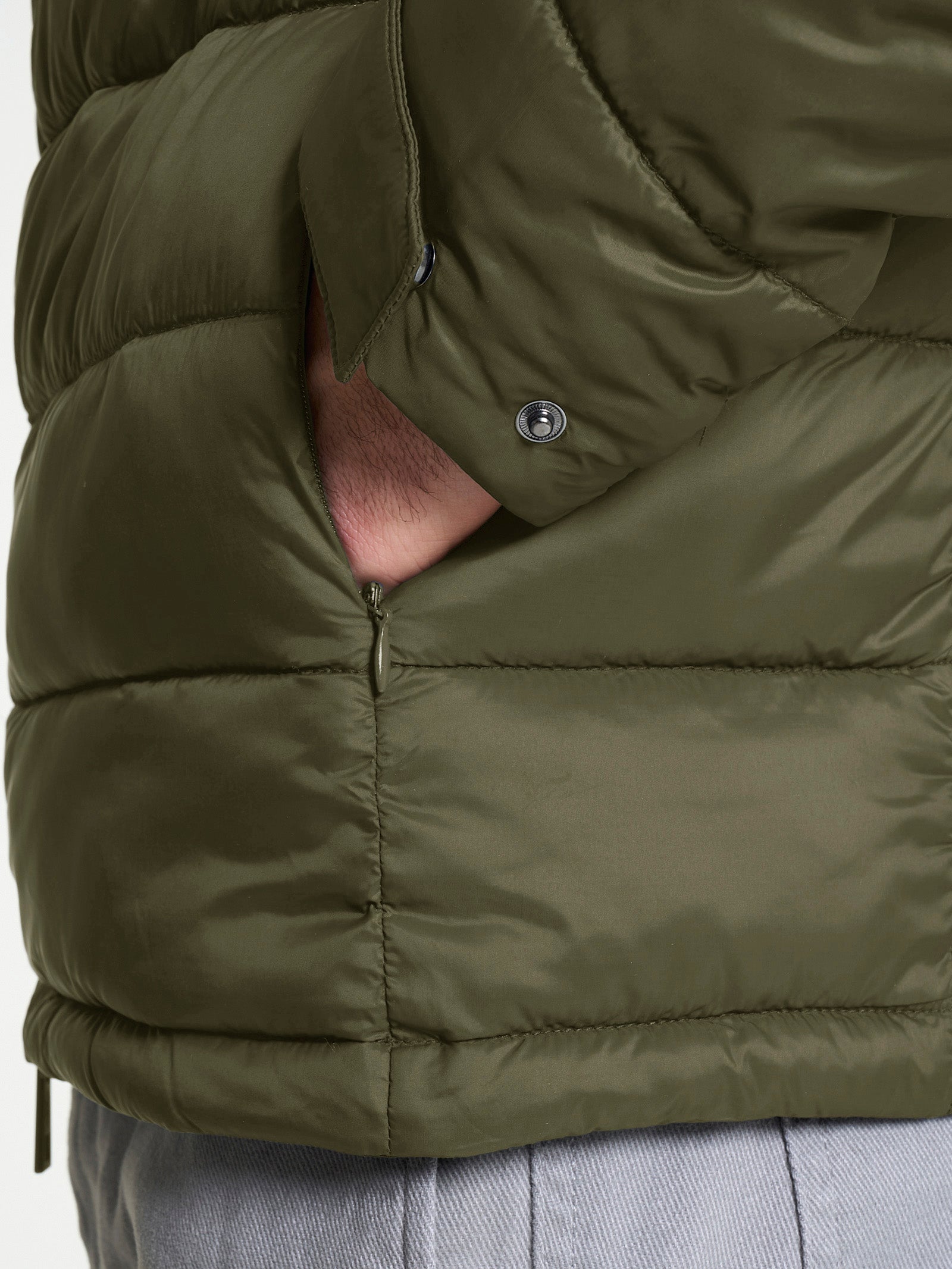 Ragno Vegan Down piumino corto dark olive collo coreana