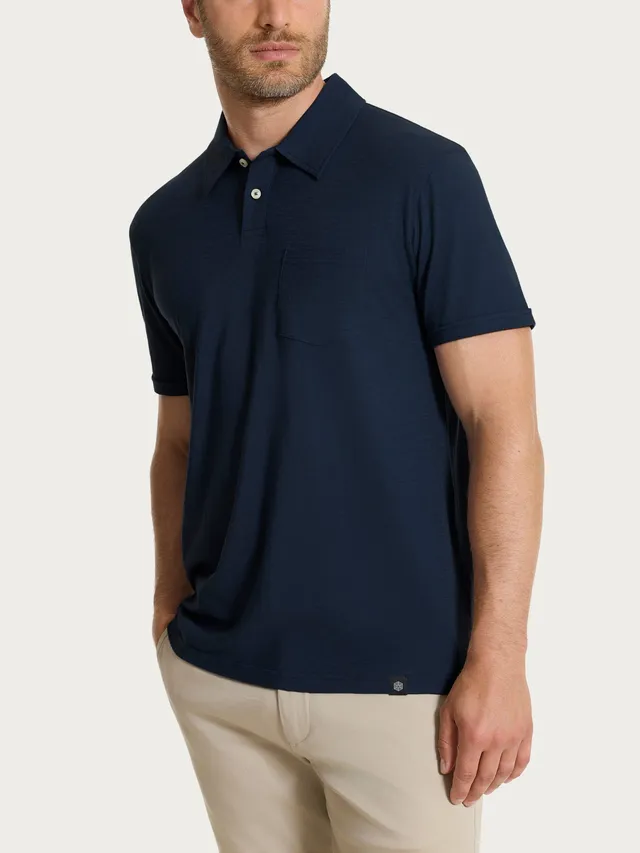 Ragno Polo Uomo Cotone Slub Jersey Blu tinta unita