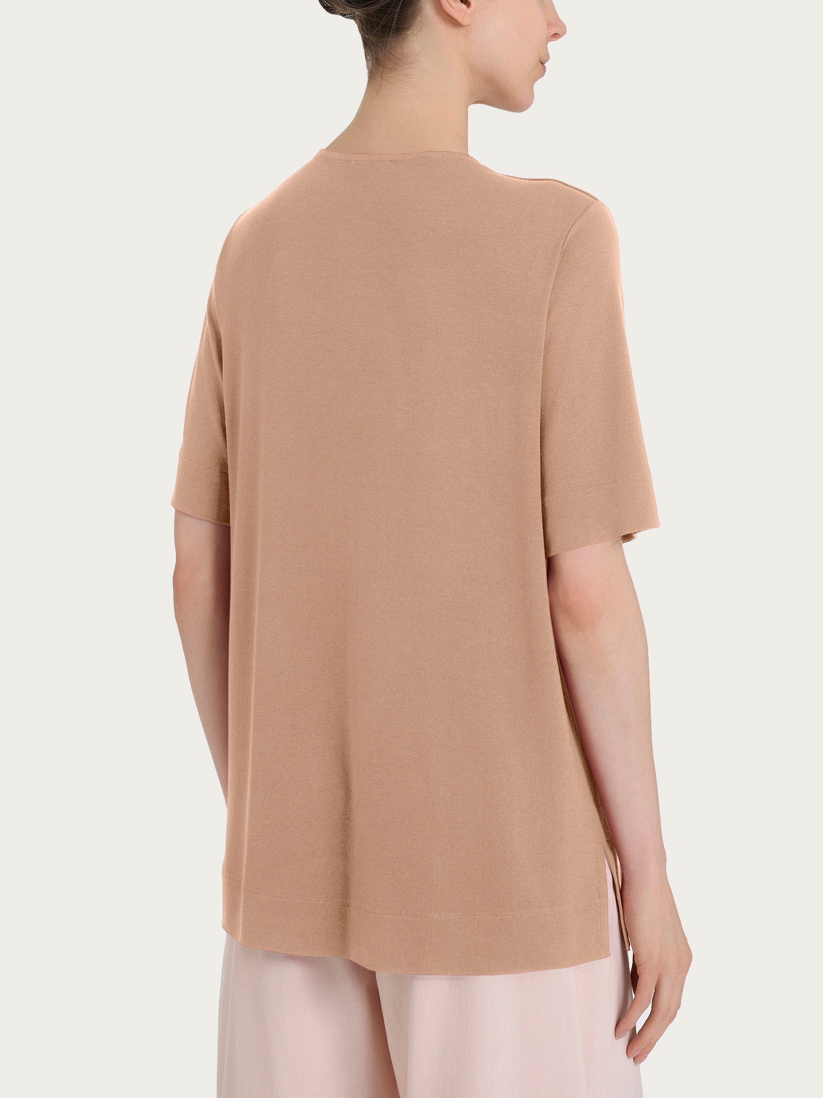 Ragno Scollo a V maglietta taupe viscosa crepe