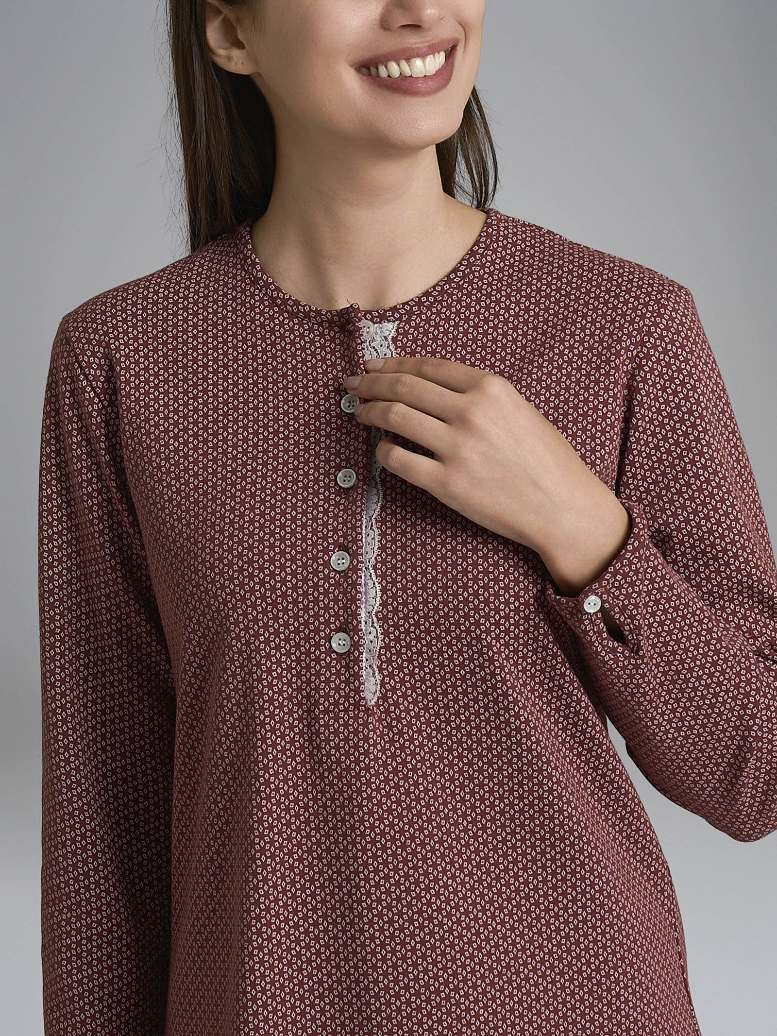 Ragno Sweet Emotion camicia notte pizzo henna cotone