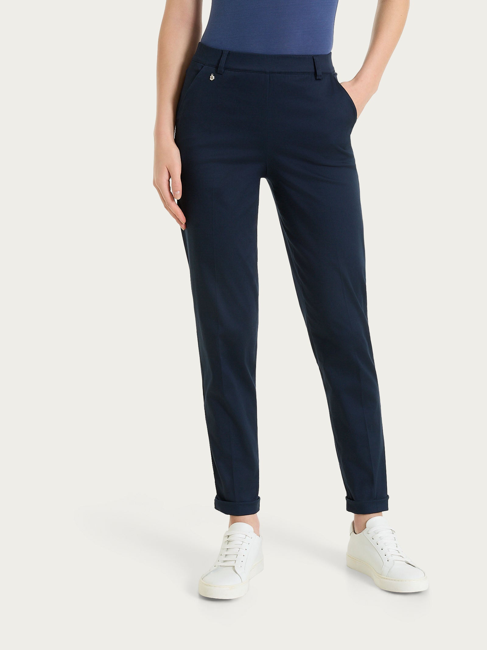 Ragno Satin Power pantalone chino slim bleu tasche