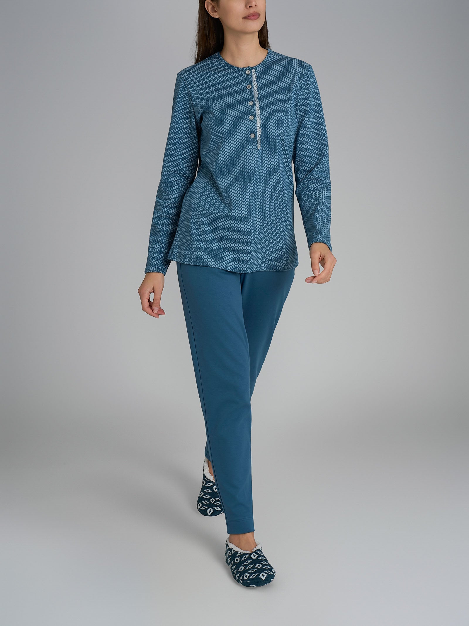 Ragno Sweet Emotion Serafino pigiama teal cotone
