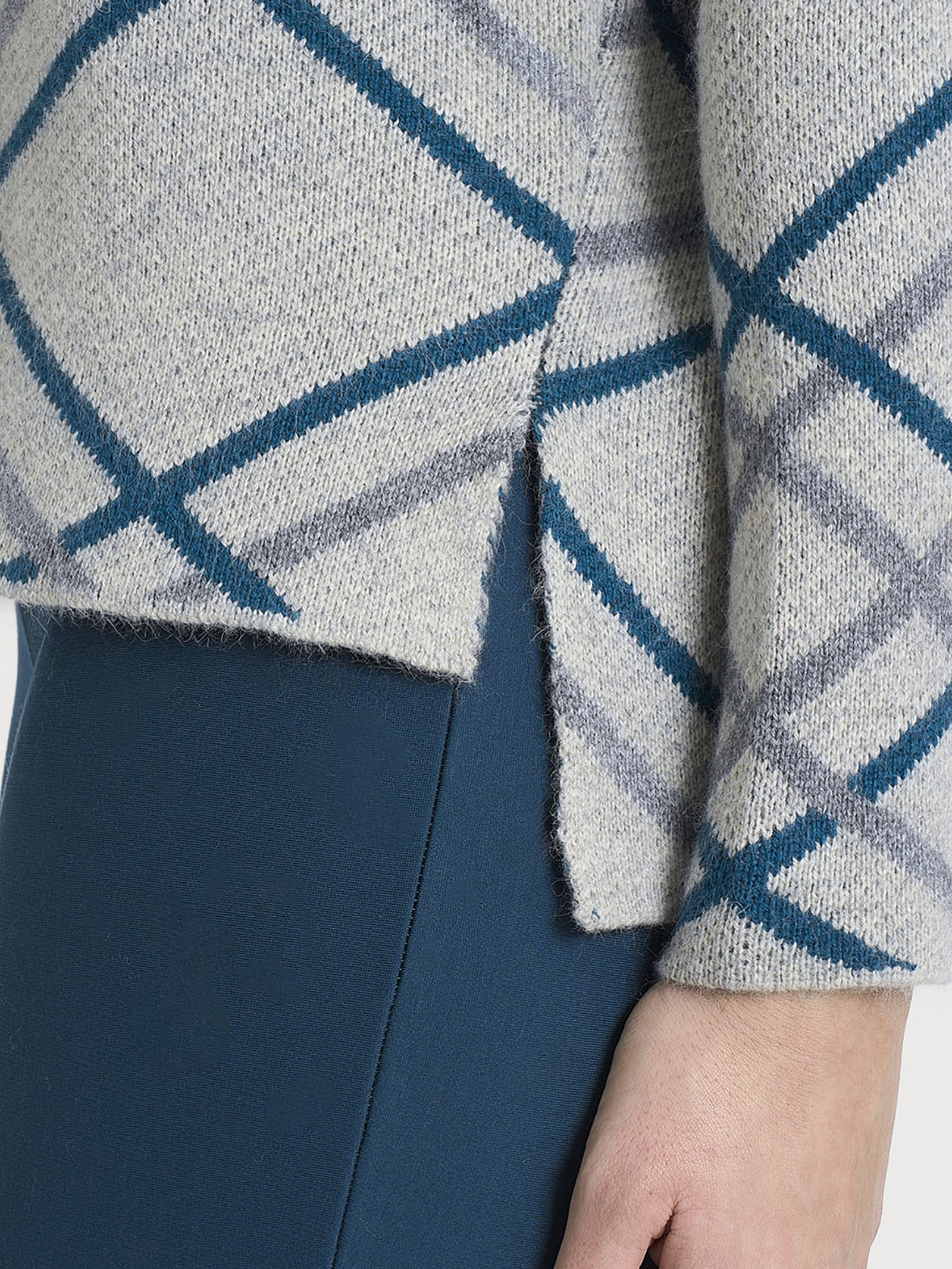 Ragno Natural Soft Lupetto Check Maglia Ghiaia Mel.