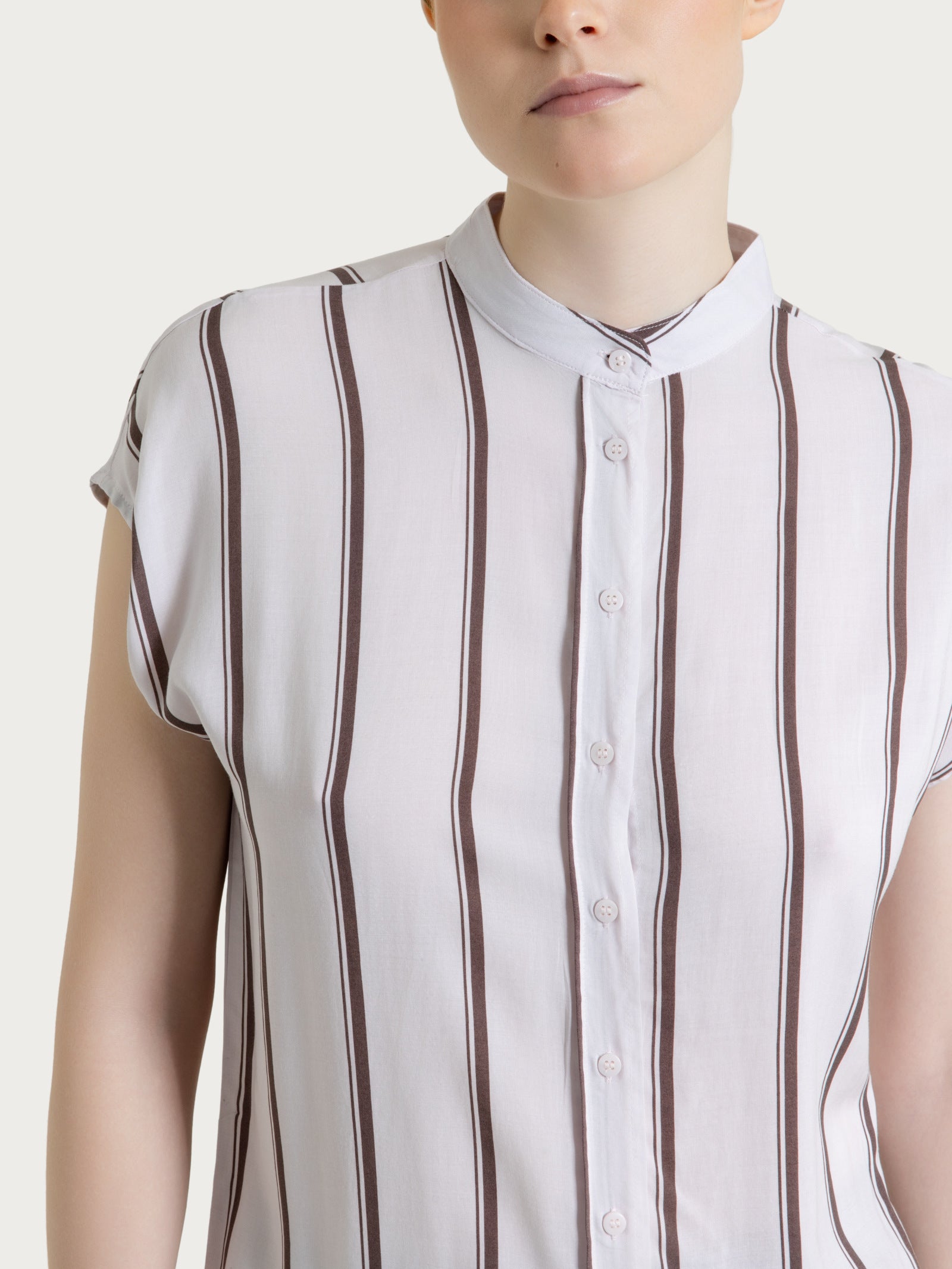 Ragno EcoSeta camicia righe spaziate fant. plum truffle