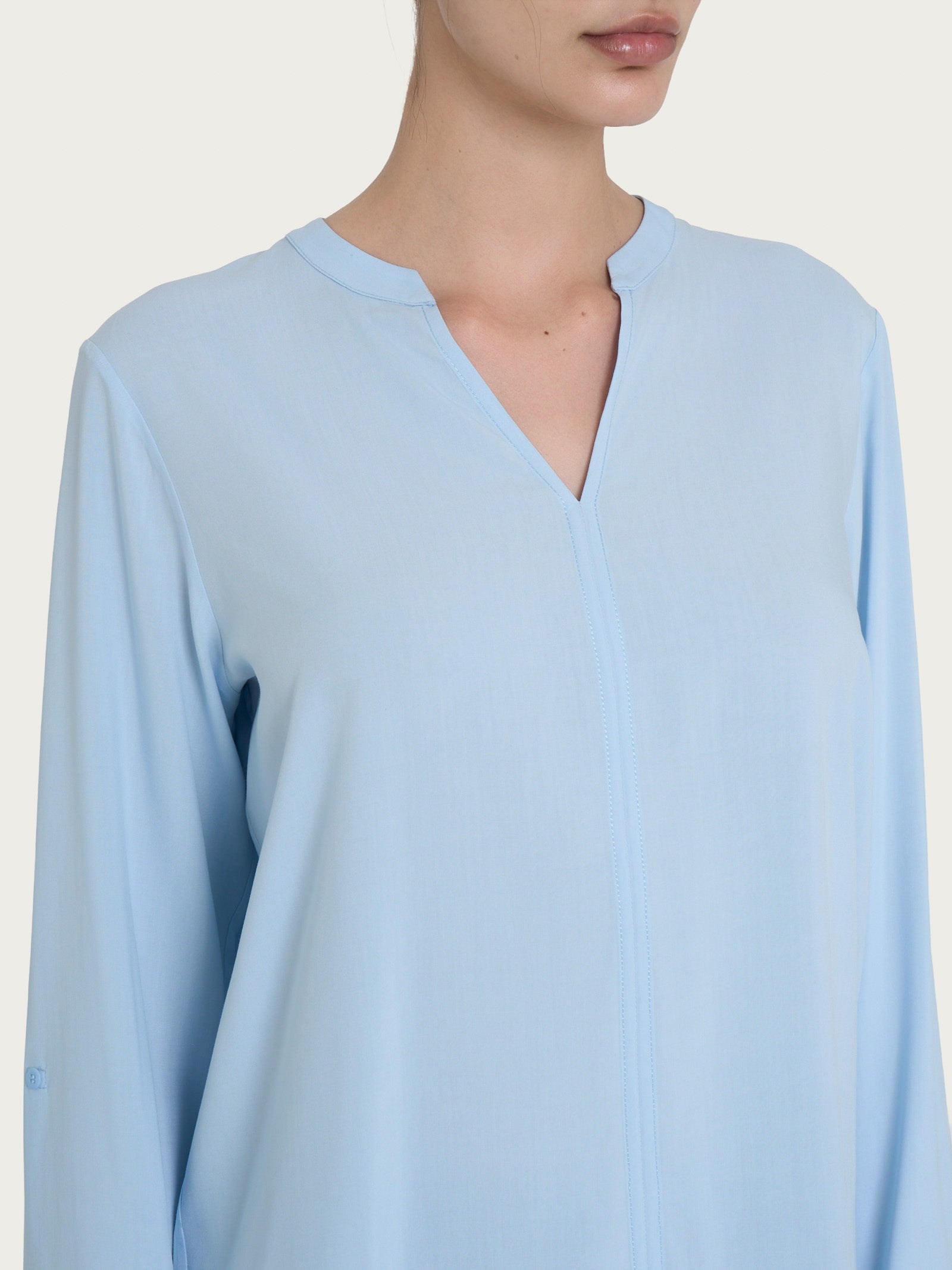Ragno EcoSeta blusa collo coreana Skyway manica risvoltabile