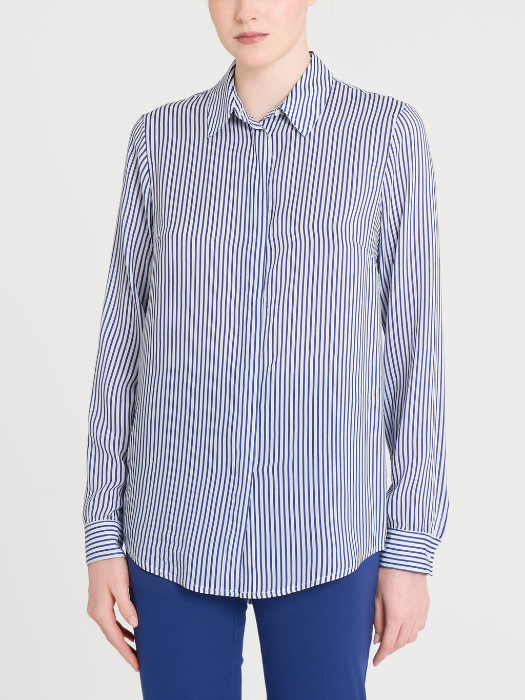 Ragno EcoSeta Camicia Rigata Bianca Fluida