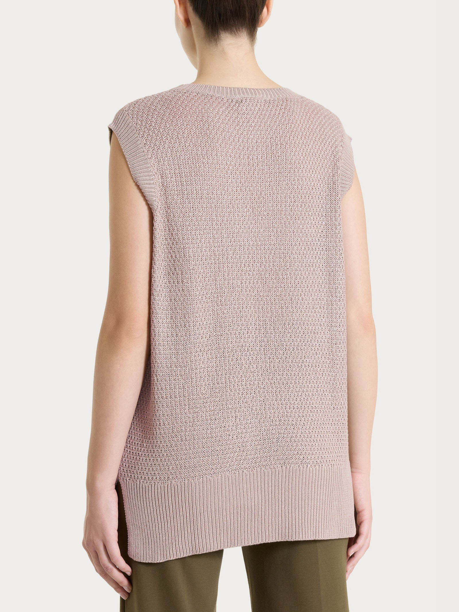 Ragno Comfort Smanicato Lurex Rice Stitch Gilet Sphinx Boxy