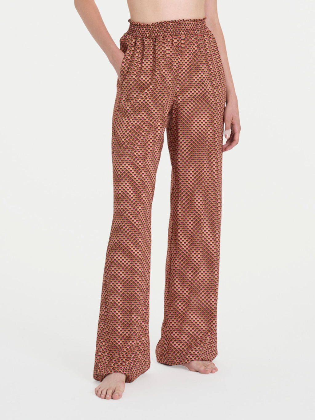 Ragno Ecoseta pantalone largo fantasia spice route mare