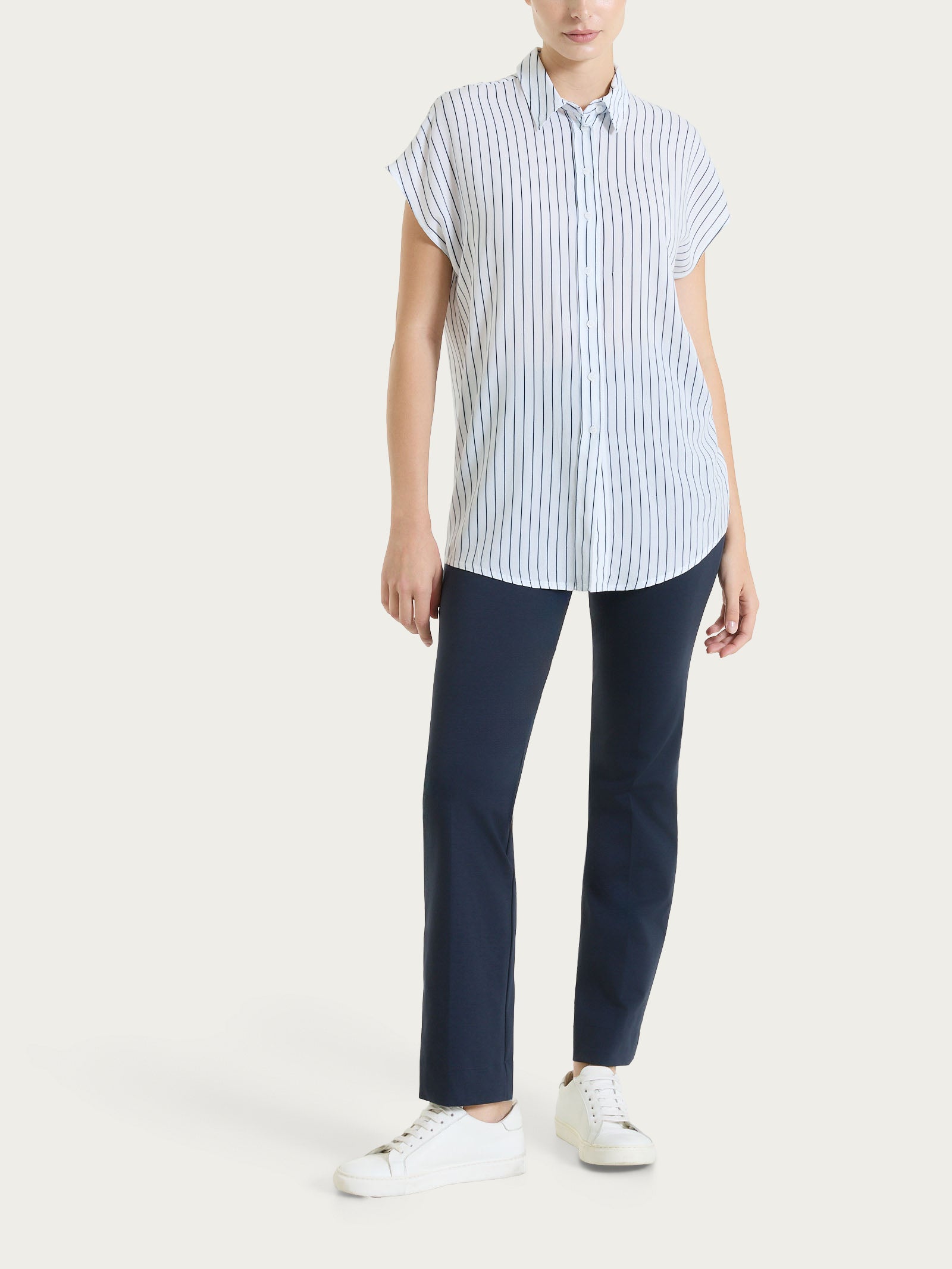 Ragno EcoSeta Camicia righe manica corta Bleu