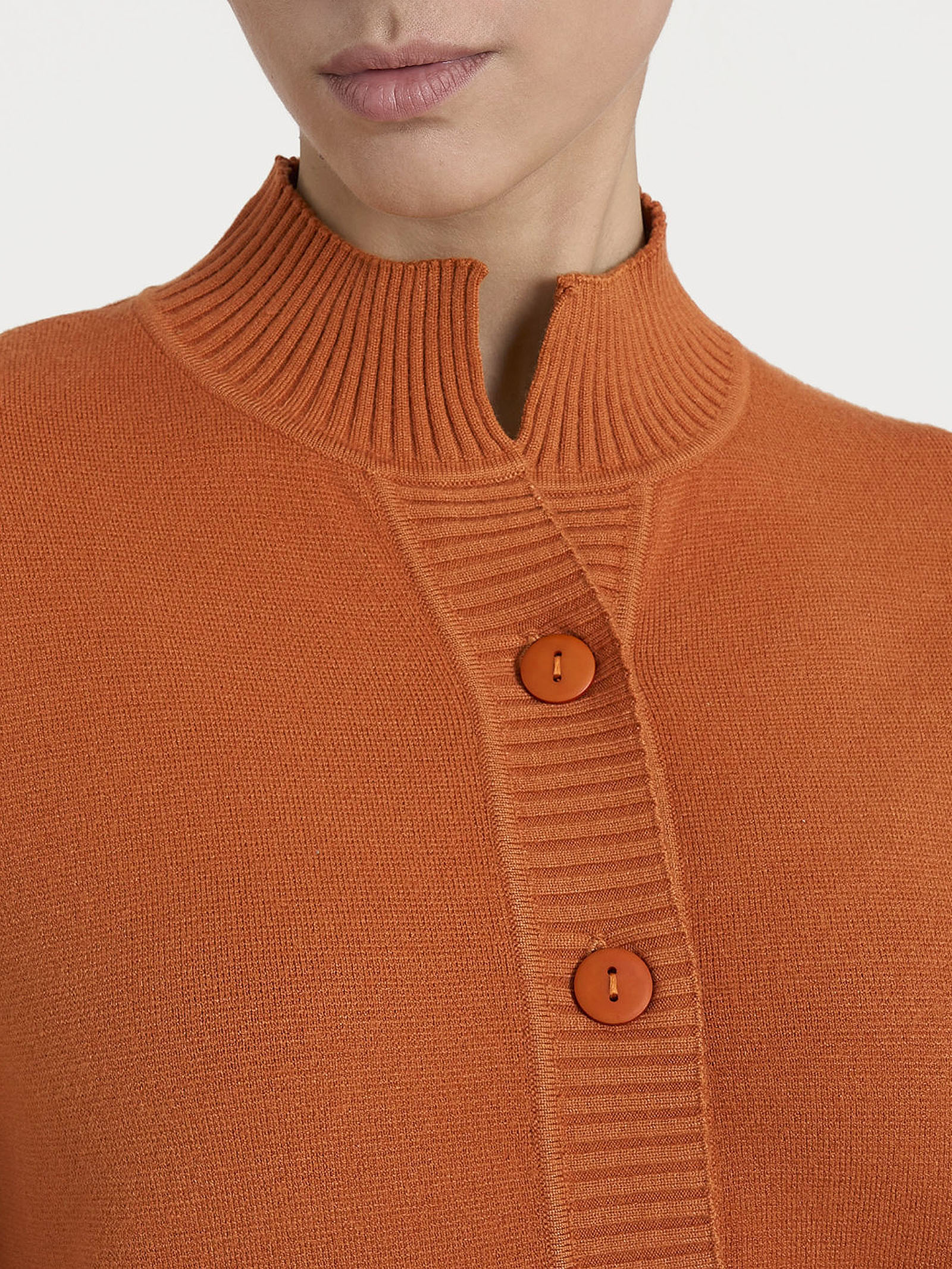 Ragno Super Soft Cardigan cardigan Rust collo alto