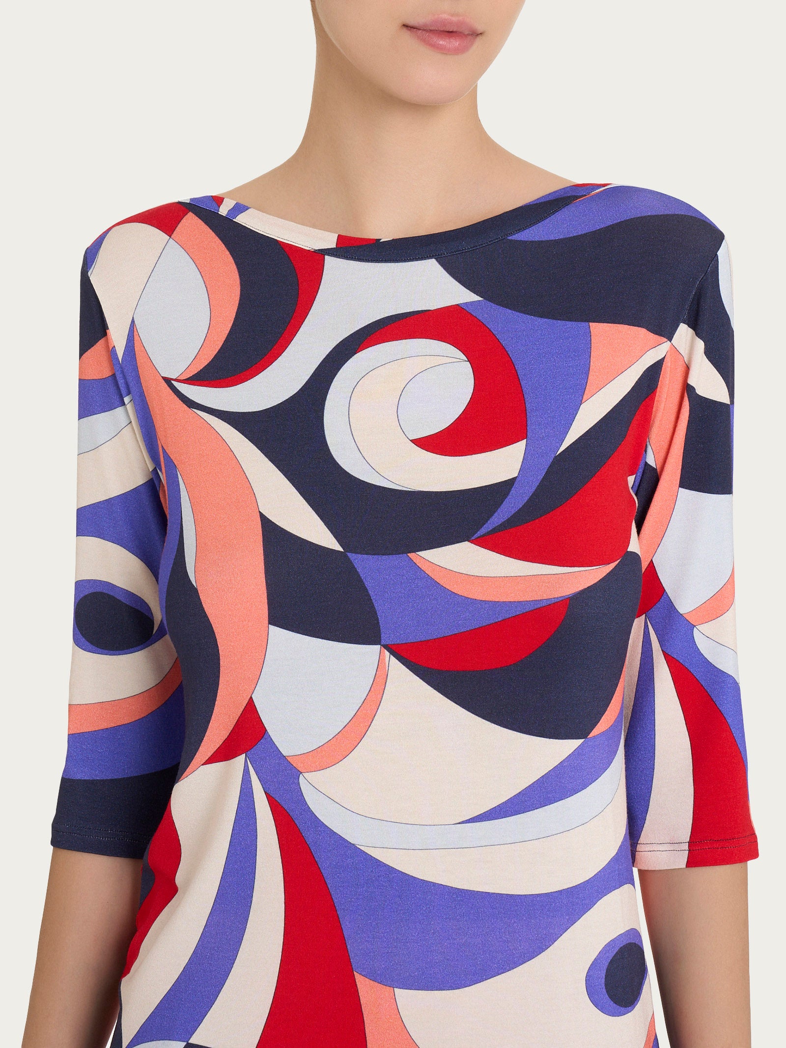 Ragno Viscosa Summer girocollo maglietta fantasia blu