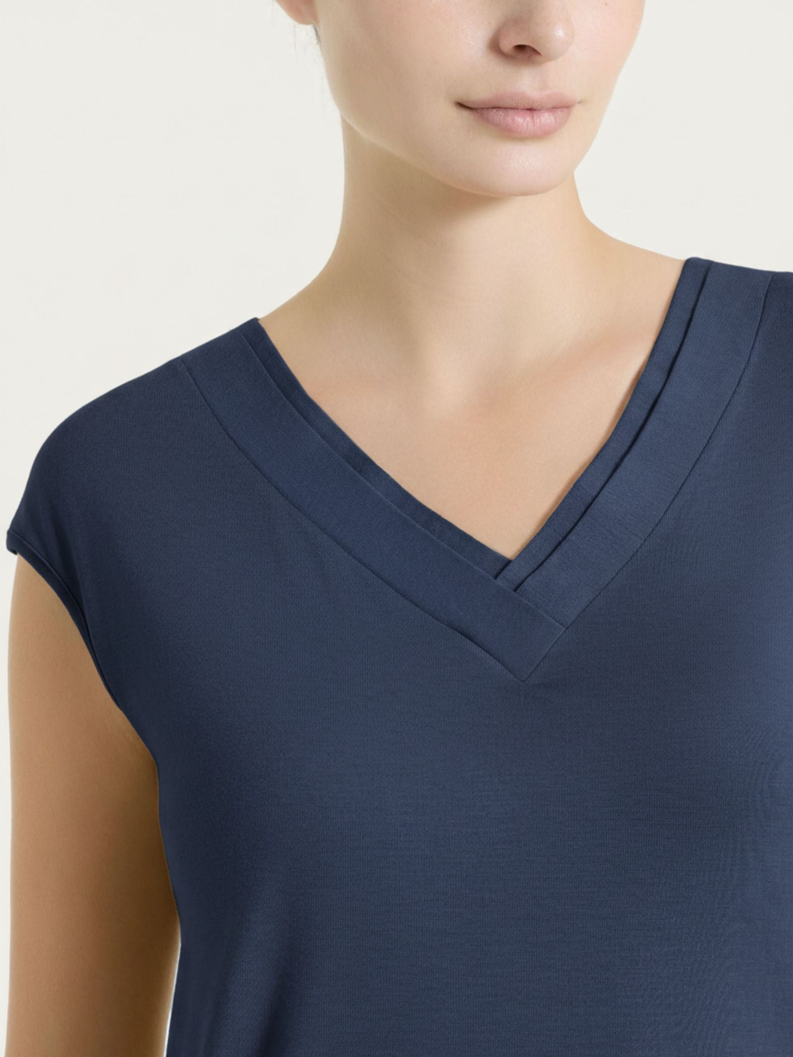 Ragno Viscosa Summer maglietta scollo V Bleu viscosa