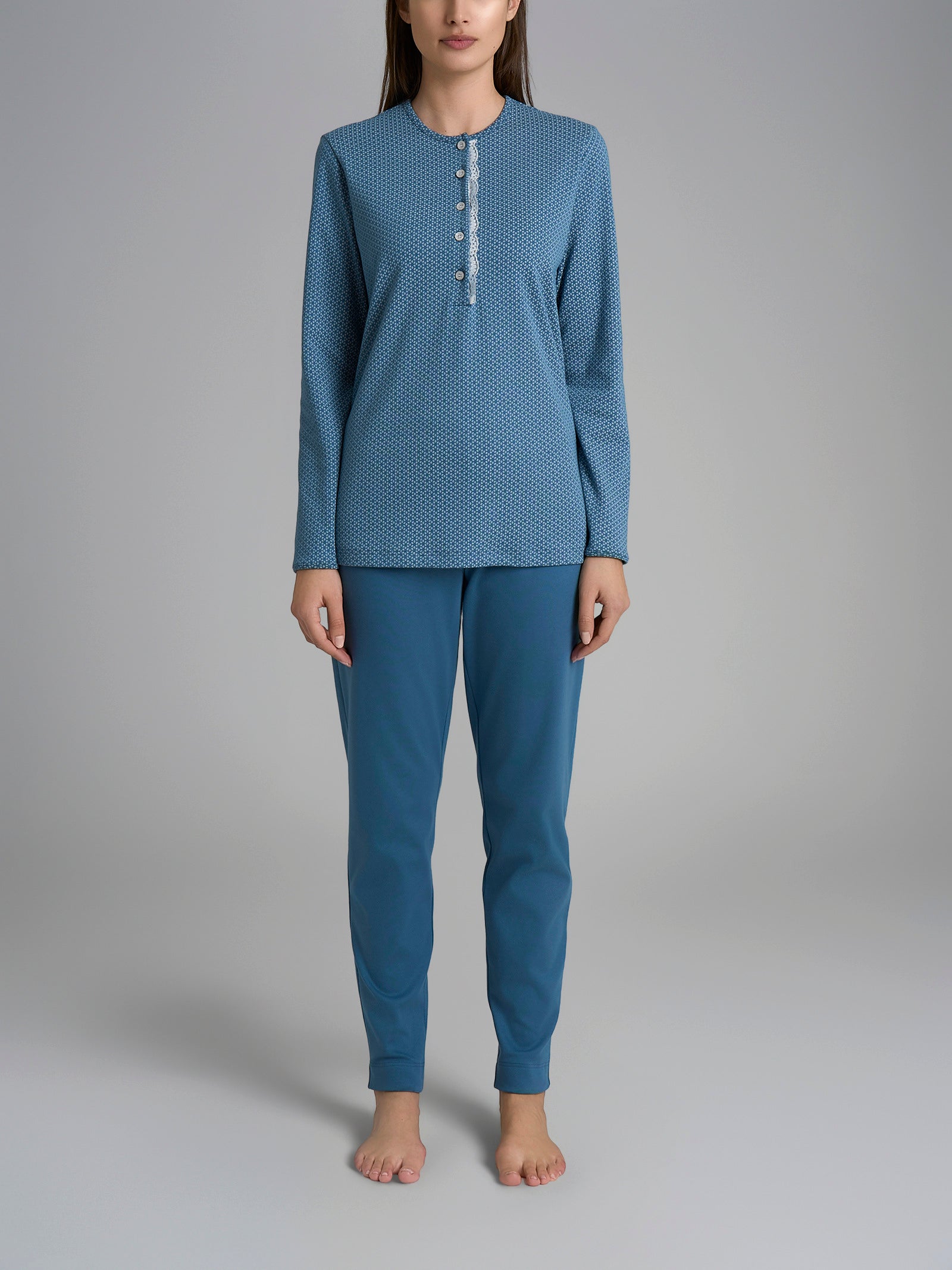 Ragno Sweet Emotion Serafino pigiama teal cotone