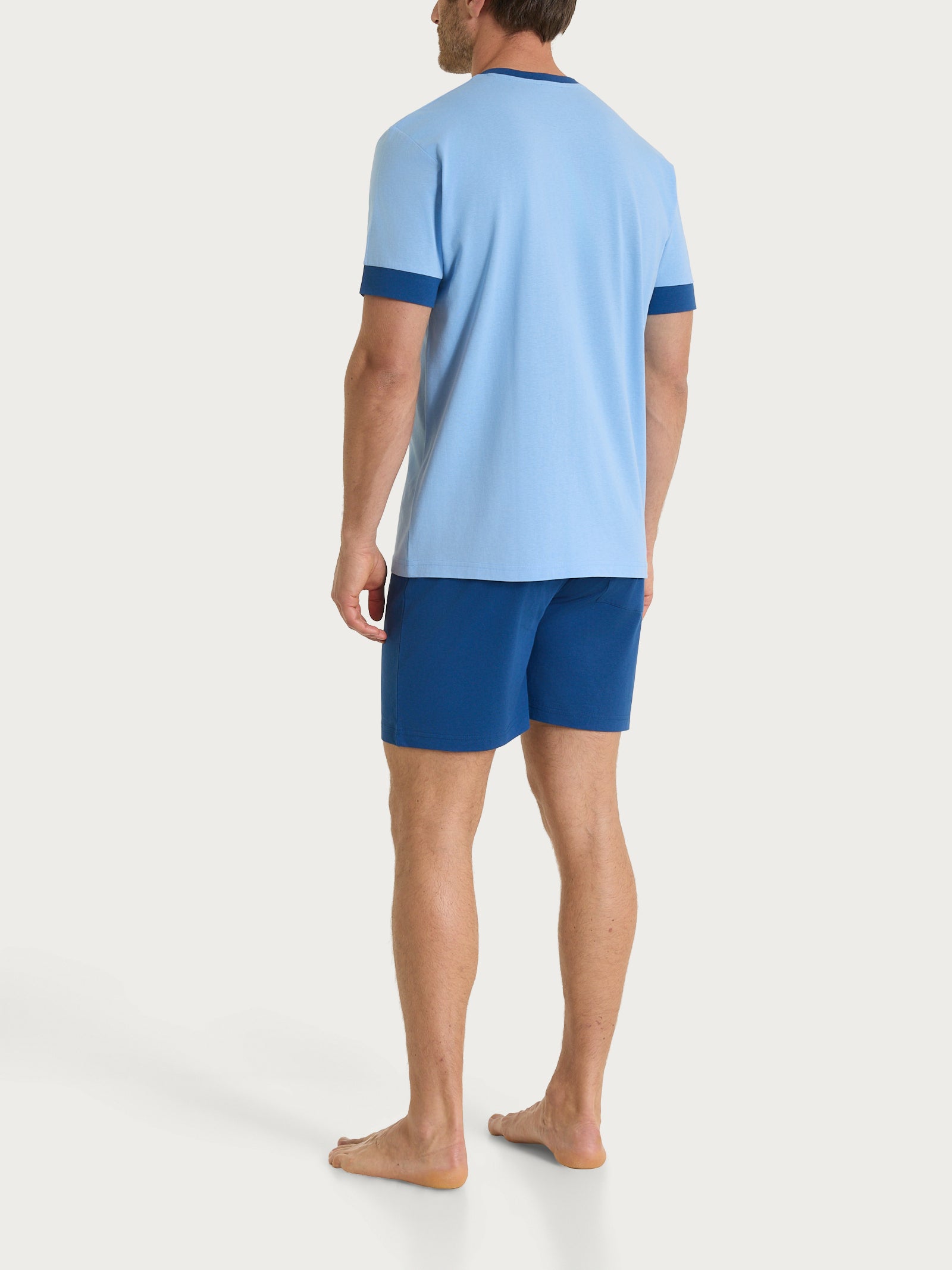 Ragno Jersey di Cotone Scollo a V Pigiama Corto Della Robbia Blue puro cotone