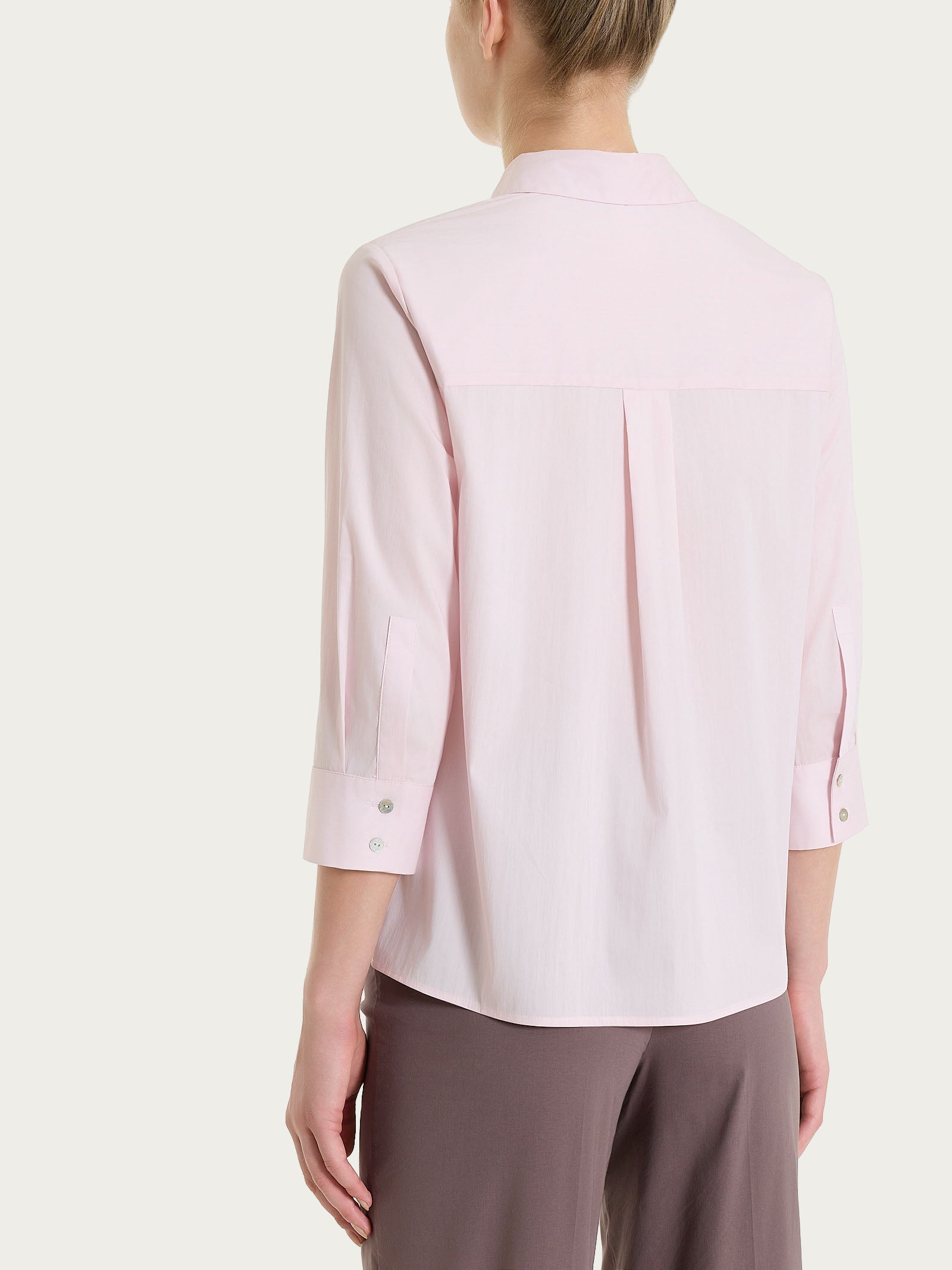 Ragno Puro Cotone camicia manica 3/4 lilla popeline