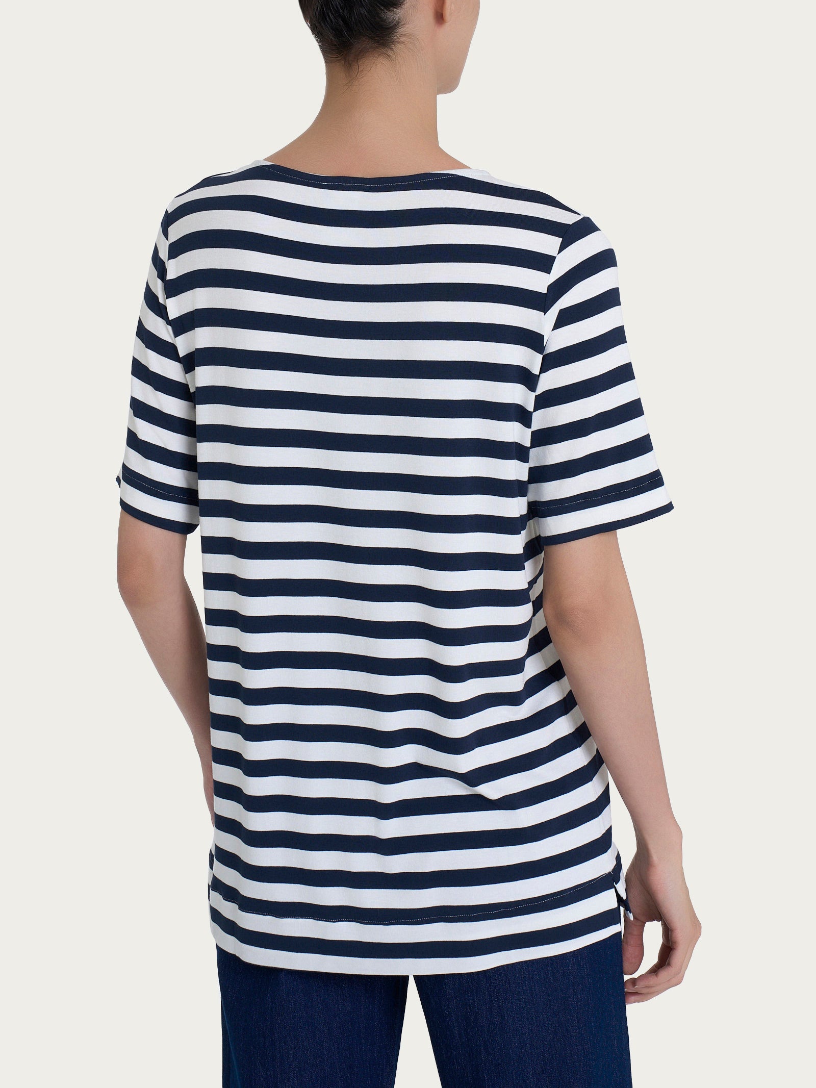 Ragno Viscosa Summer Maglietta Riga Pari Fantasia Bleu