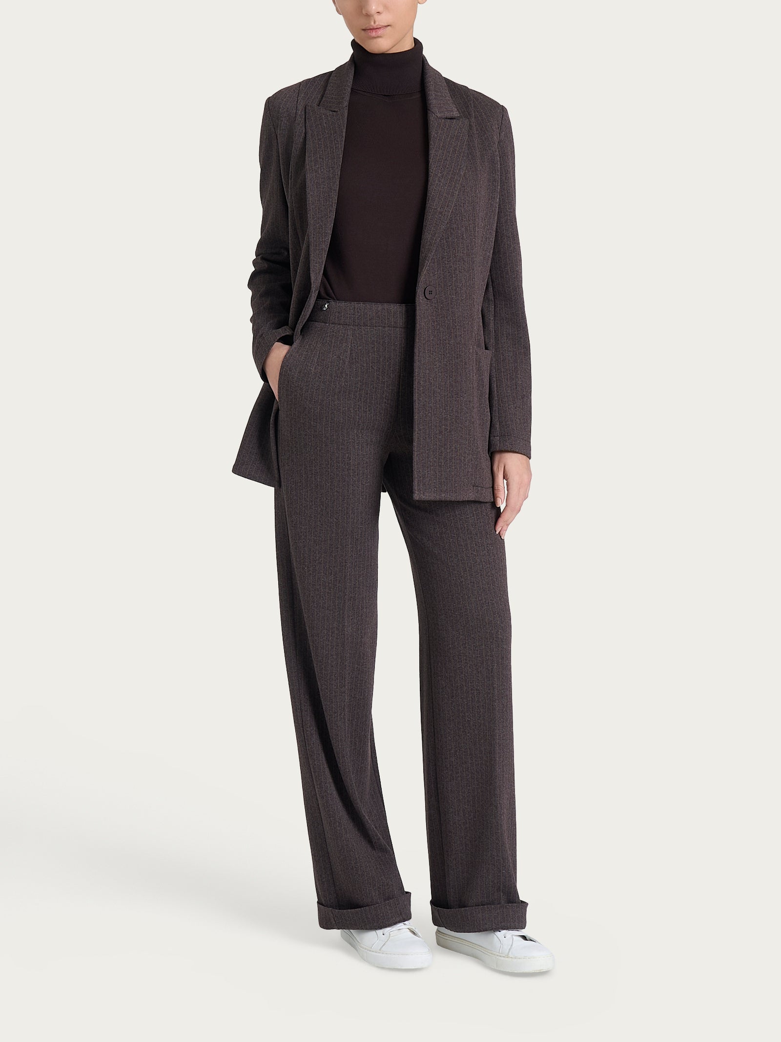 Ragno Blazer over donna gessato marrone jacquard