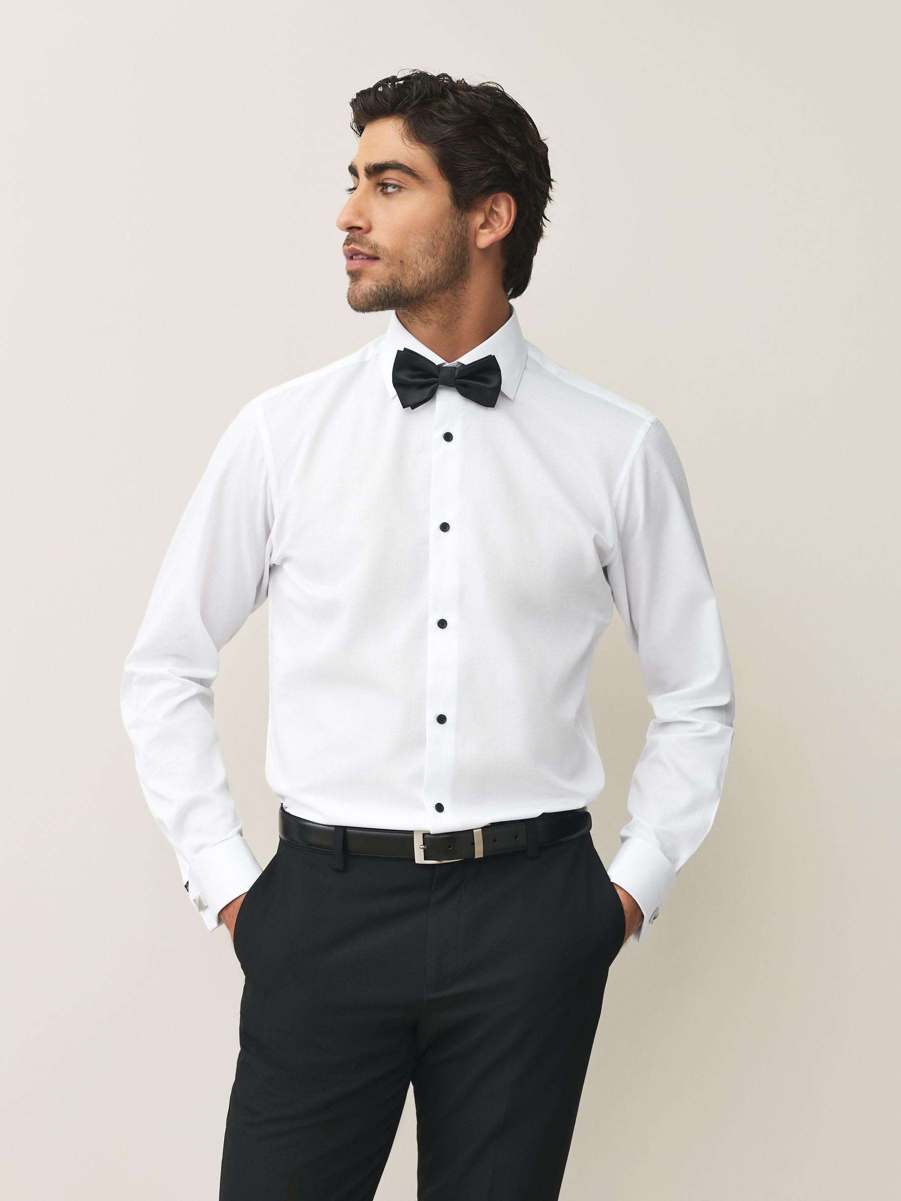 Next Camicia con Polsino Doppio camicia uomo slim con papillon
