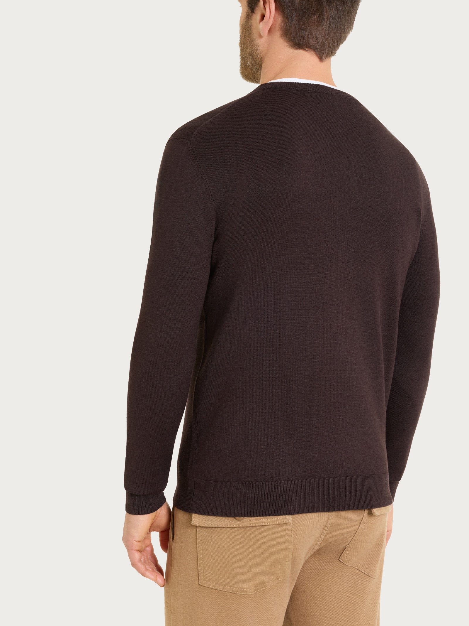 Ragno Four Seasons pull scollo V Chocolate Torte uomo viscosa