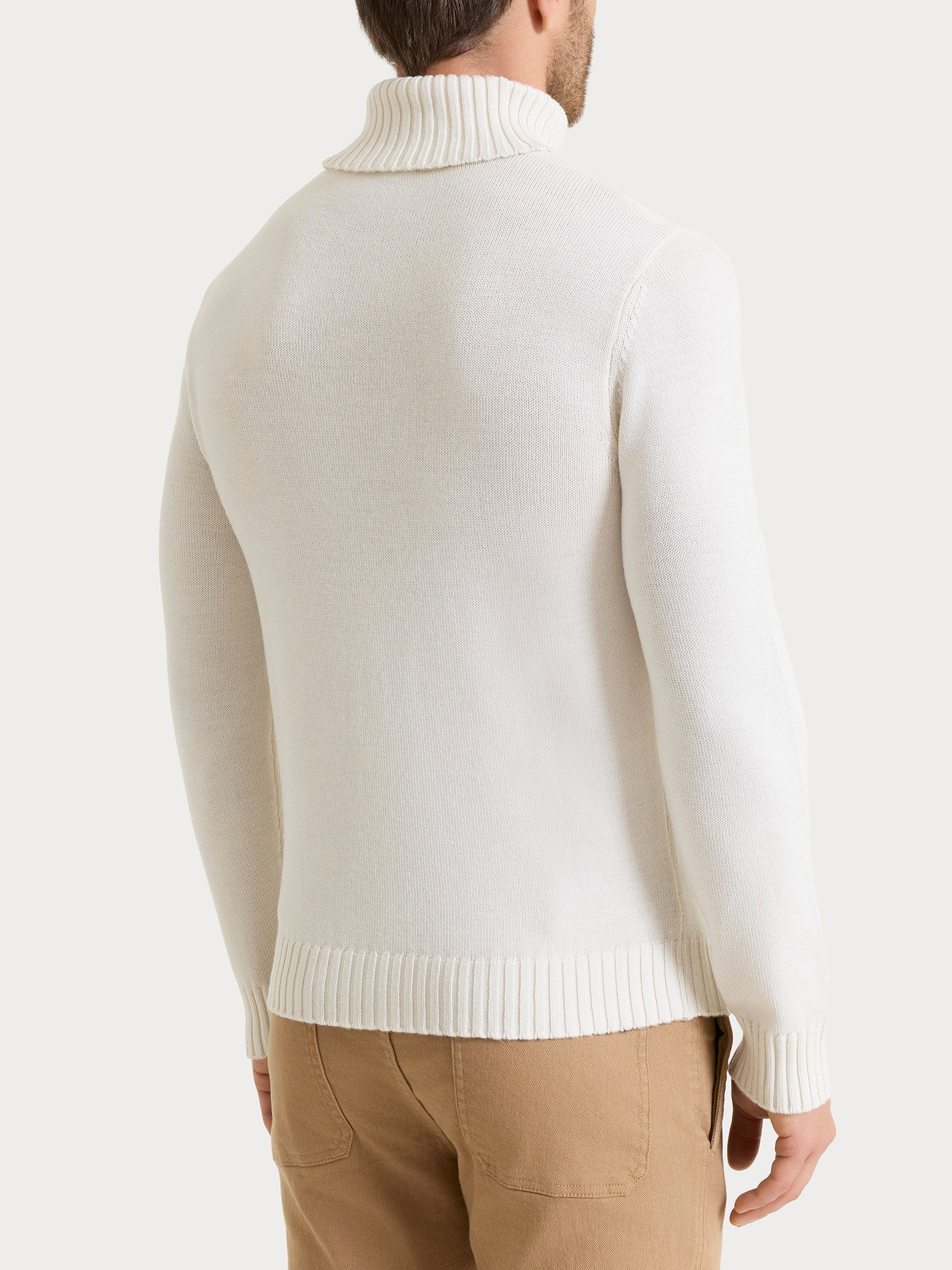 Ragno Merino Soft Dolcevita Maglione Uomo Avorio Pura Lana