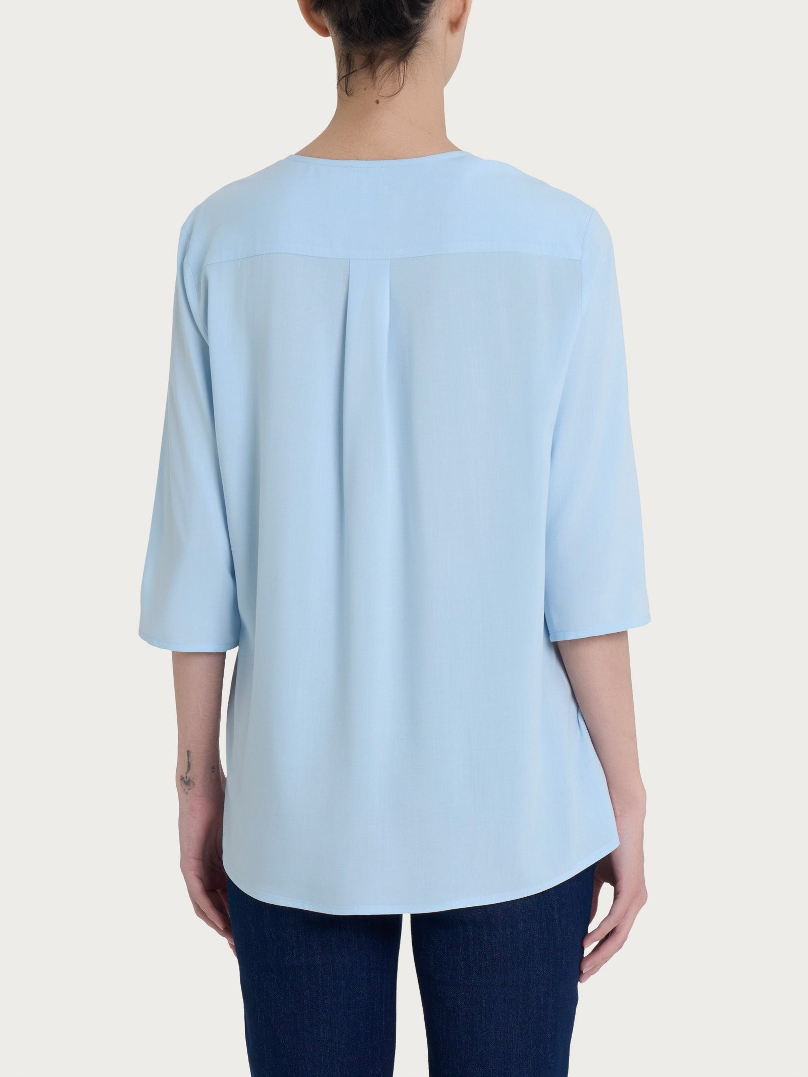Ragno EcoSeta blusa scollo V manica 3/4 Skyway fluida